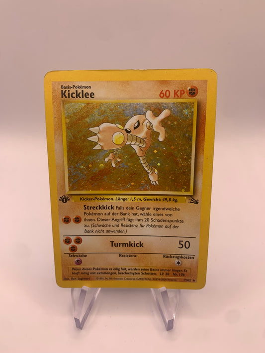 Pokemon Karte Holo 1st Edition Kicklee 7/62 Deutsch