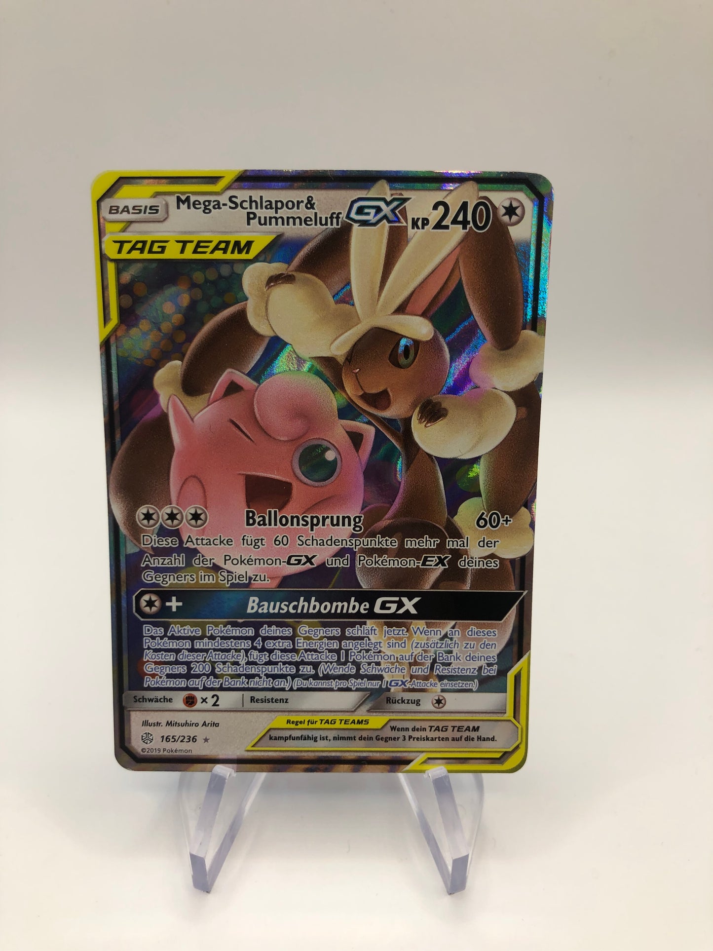 Pokemon Karte Tag Team GX Mega-Schlapor & Pummeluff 165/236 Deutsch