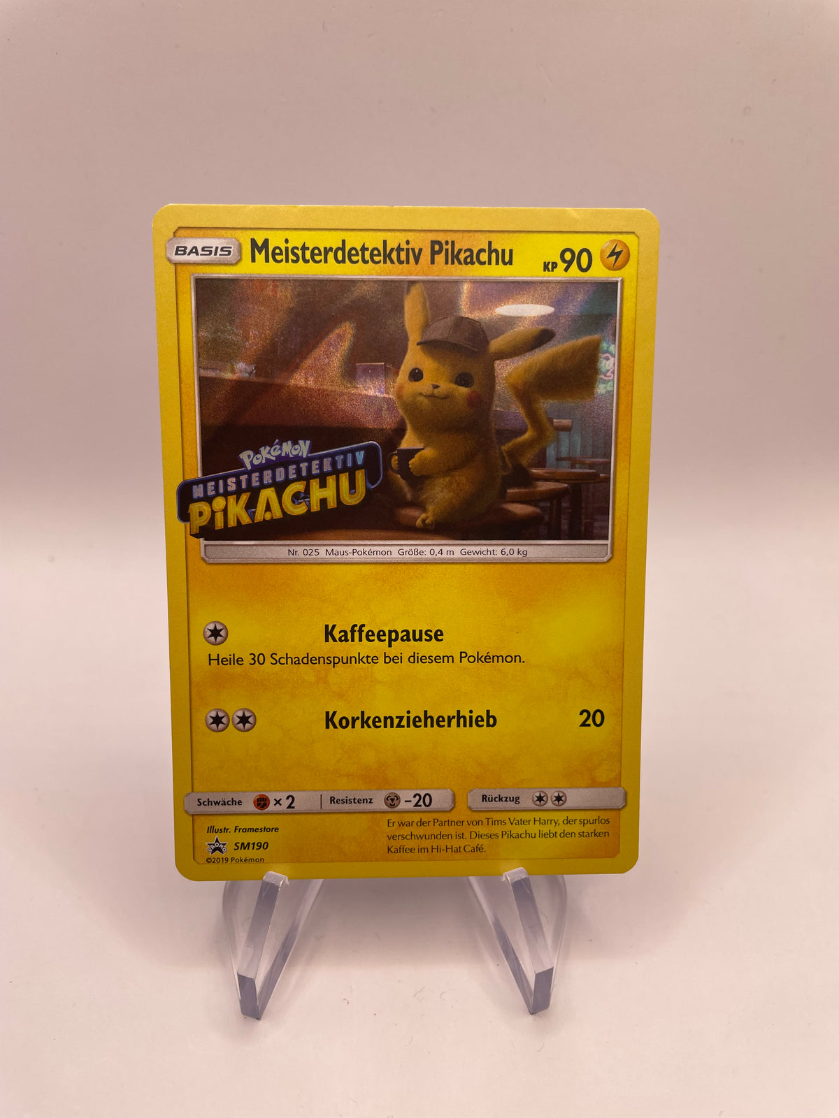 Pokemon Karte Holo Promo Meisterdetektiv Pikachu SM190 Deutsch