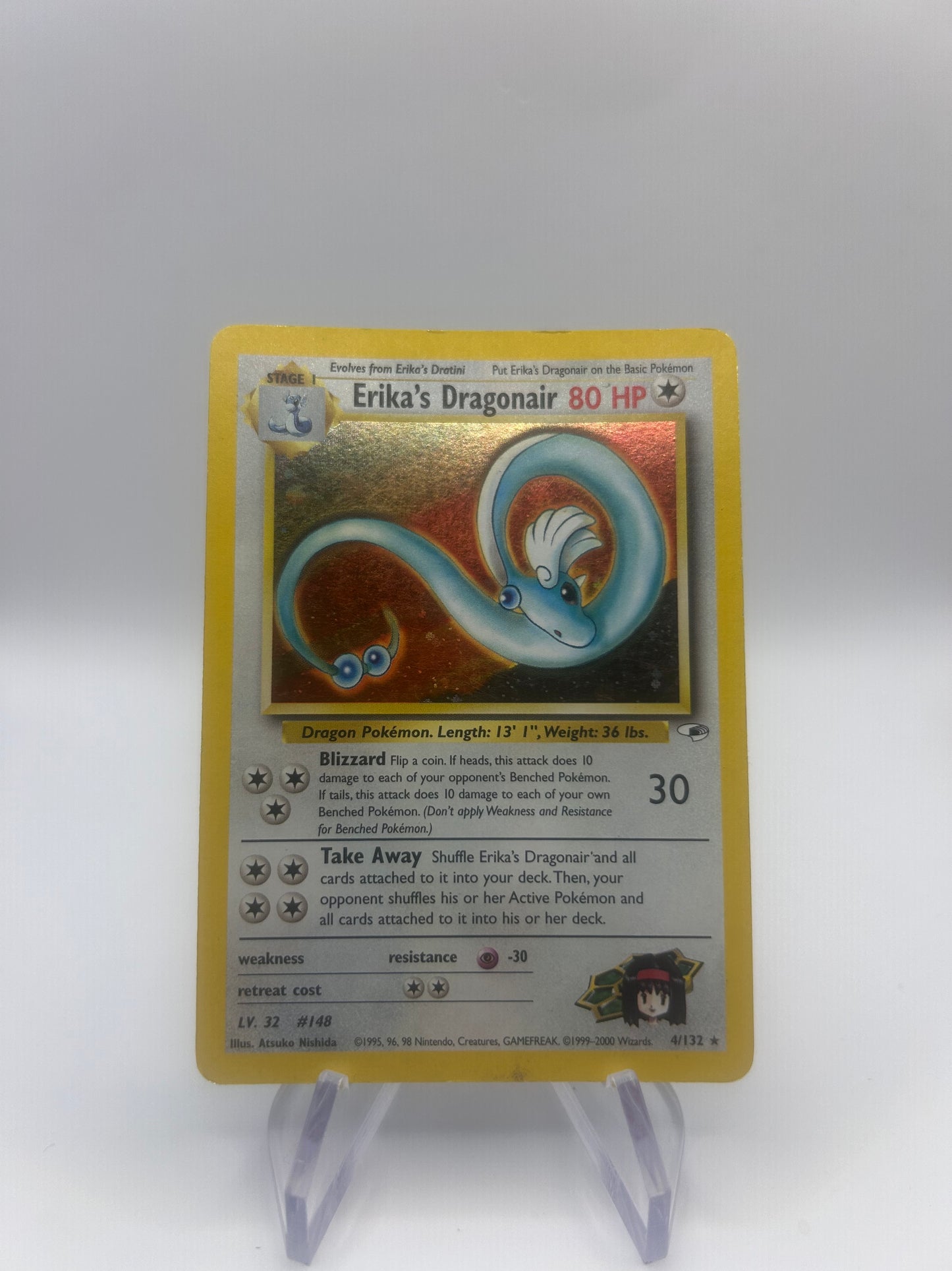 Pokemon Karte GYM Holo Erika’s Dragonir 4/132 Englisch