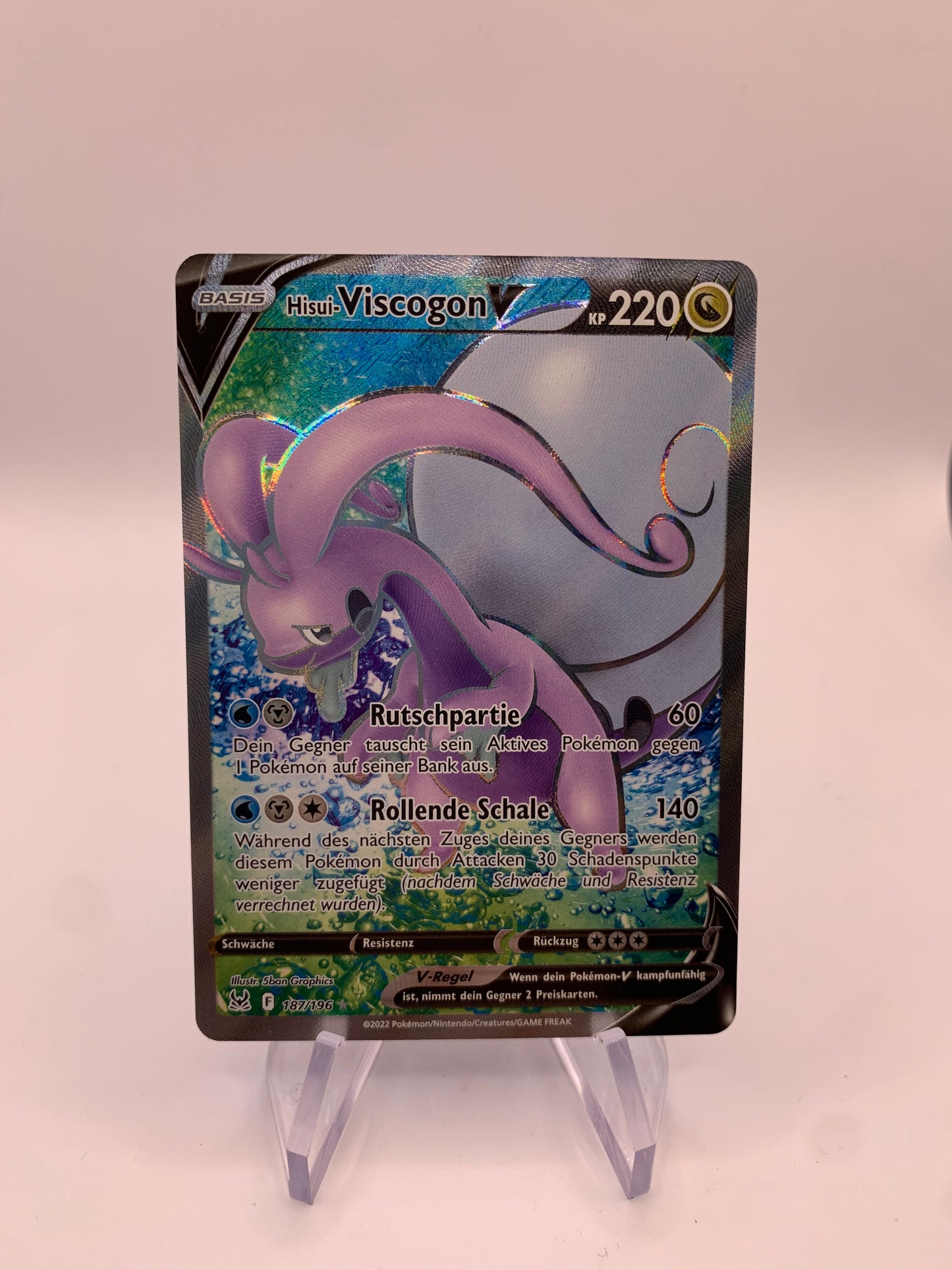 Pokemon Karte V Fullart Hisui- Viscogon 187/196 Deutsch