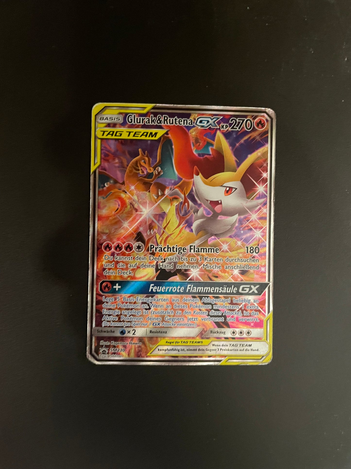 Pokemon Karte GX Tag Team Promo Glurak & Rutena SM230 Deutsch