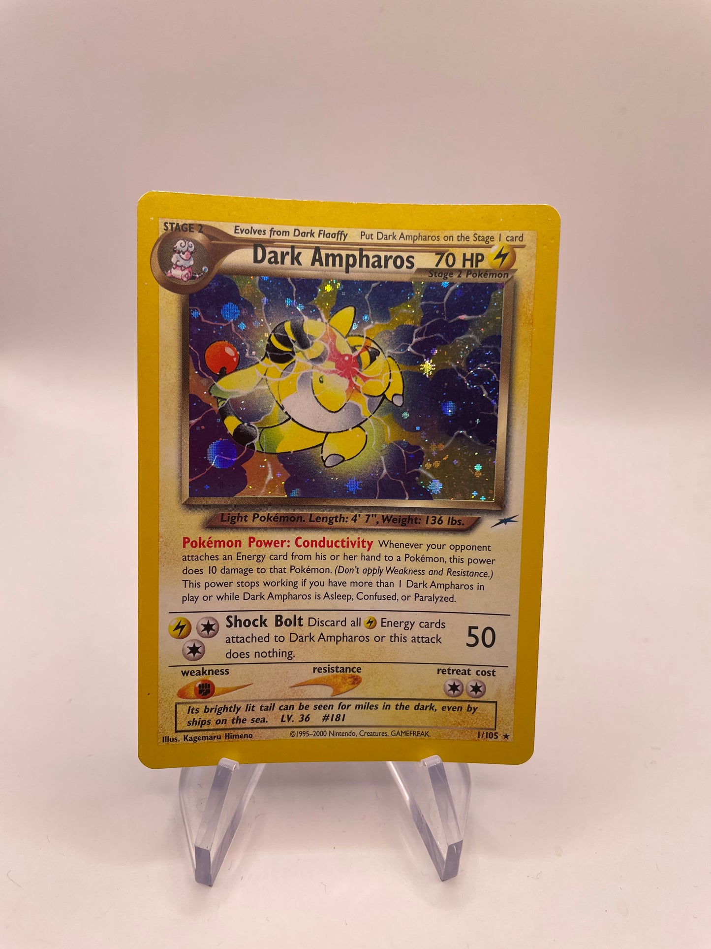 Pokémon Karte Holo Dark Ampharos 1/105 Englisch