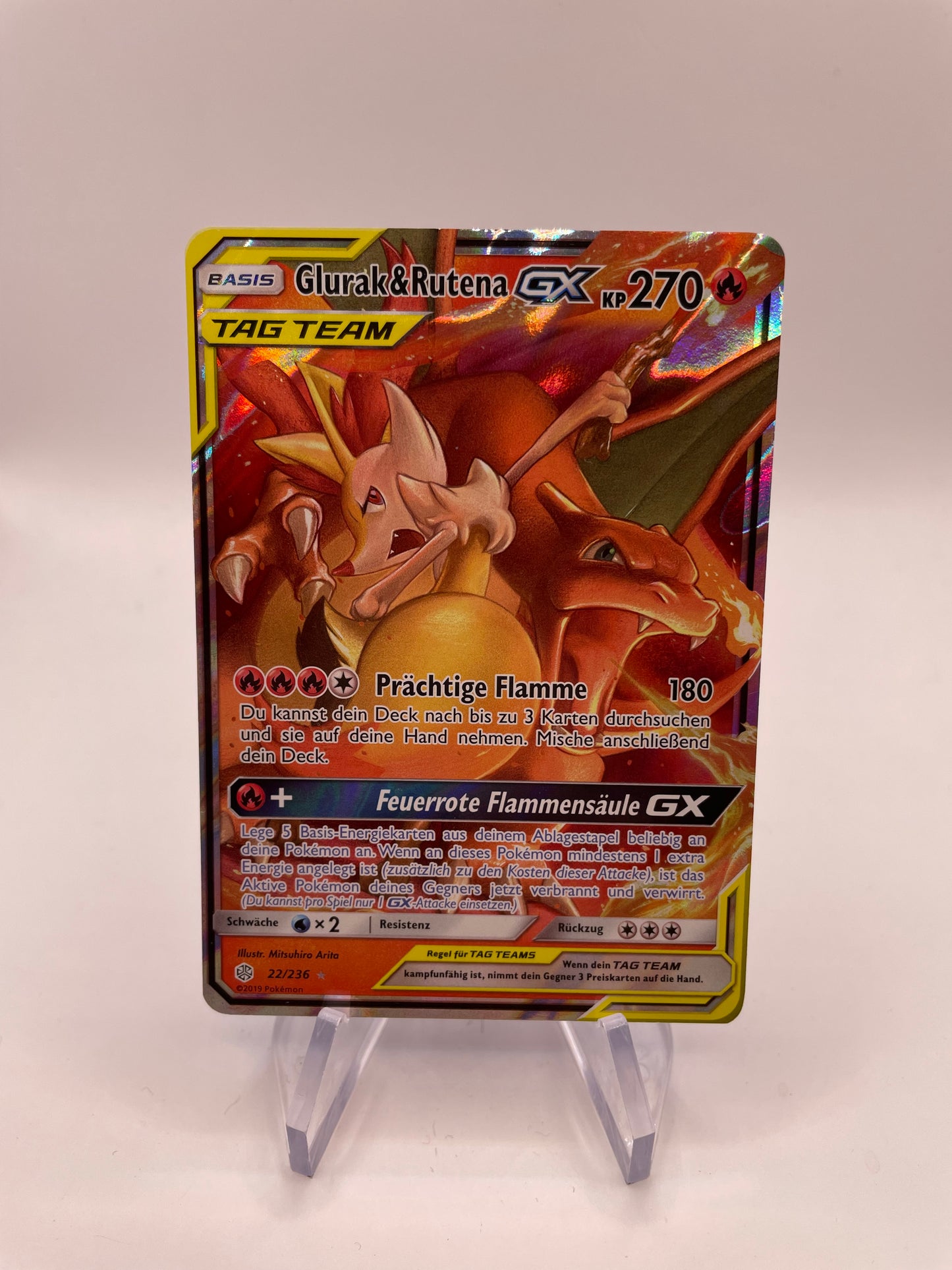 Pokemon Karte GX Tag Team Glurak&Rutena 22/236 Deutsch