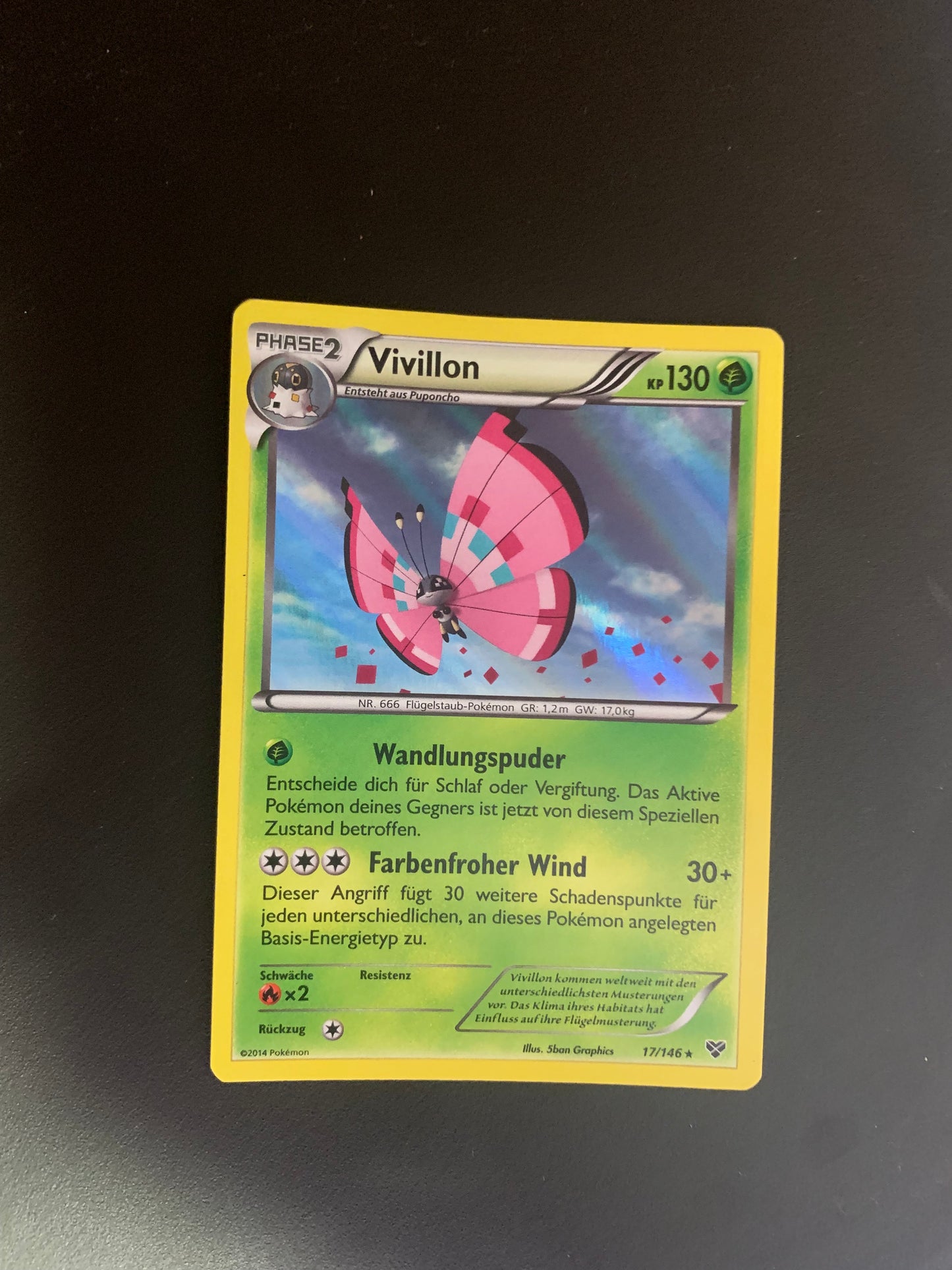 Pokemon Karte Holo Vivillon Pink 17/146 Deutsch