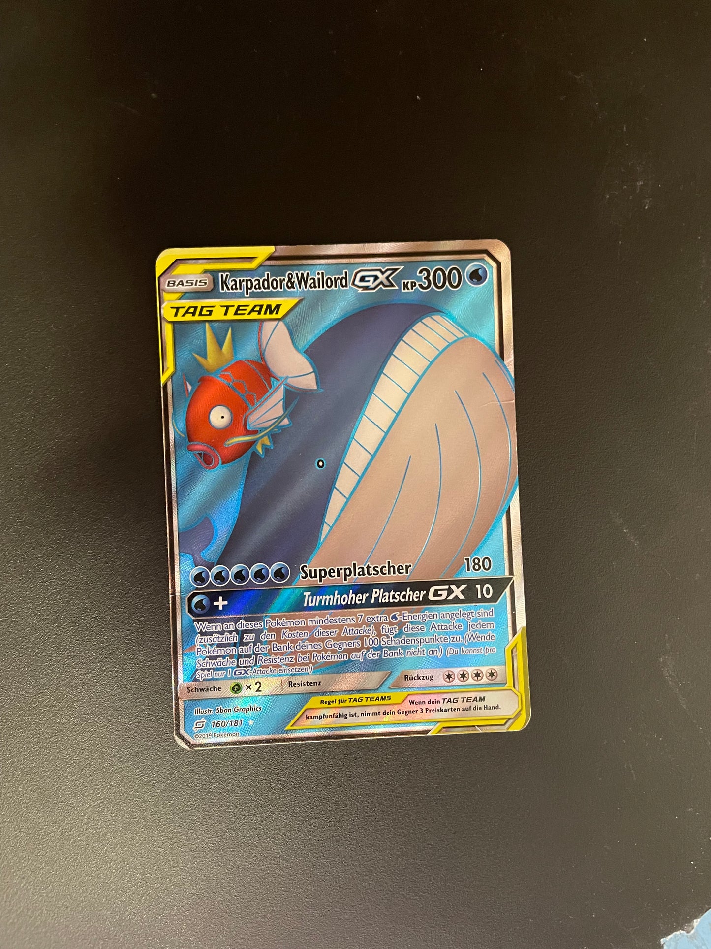 Pokemon Karte GX Tag Team Karpador & Wailord 160/181 Deutsch