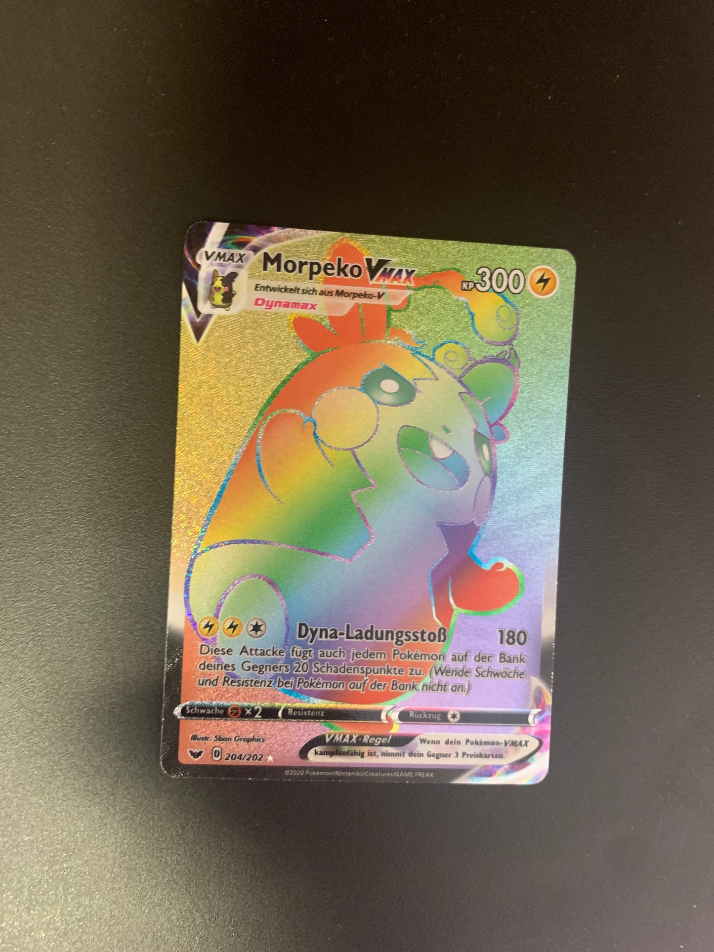 Pokemon Karte Vmax Rainbow Morpeko 204/202 Deutsch