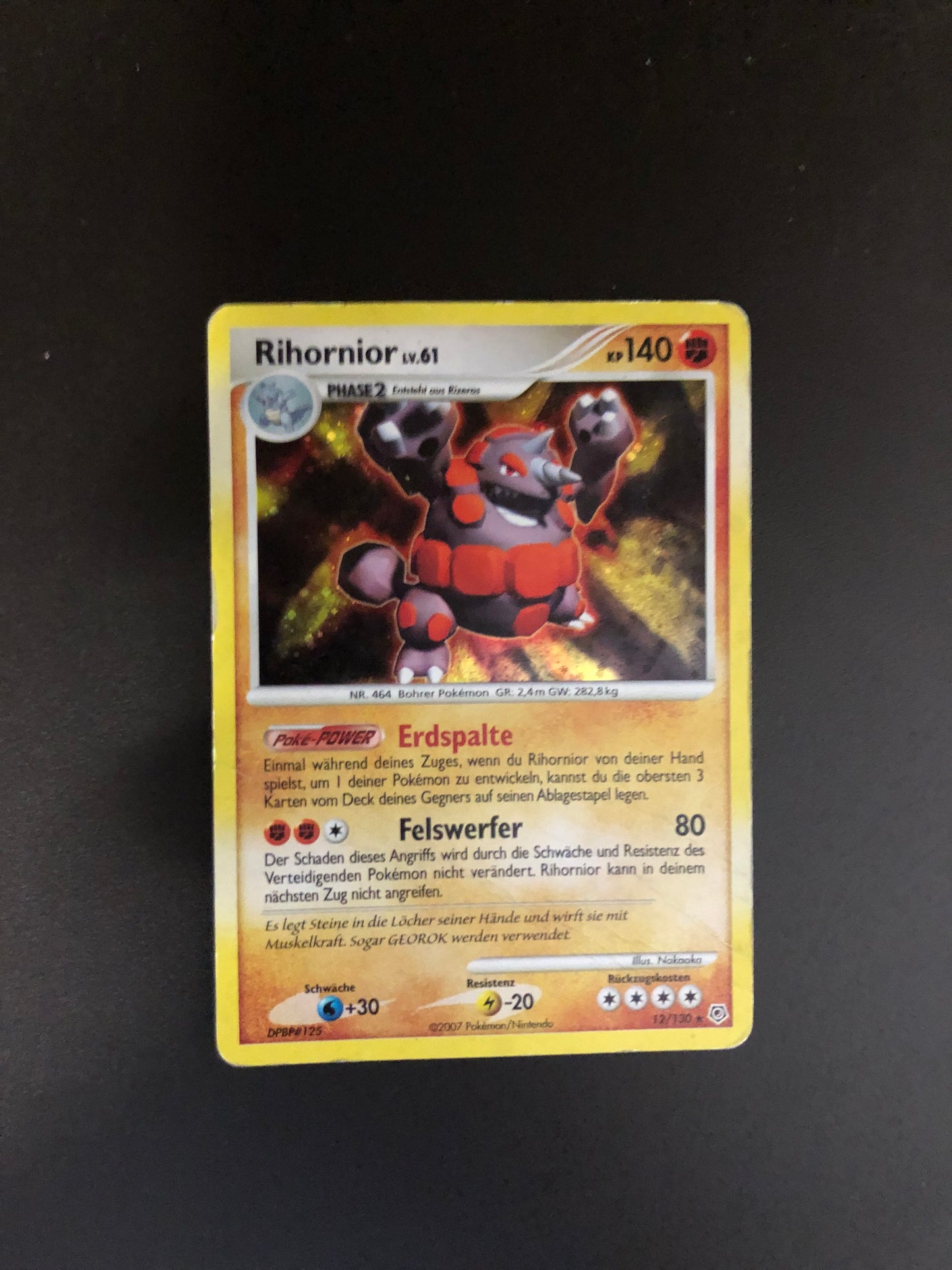 Pokemon Karte Holo Rihornior 12/130 Deutsch