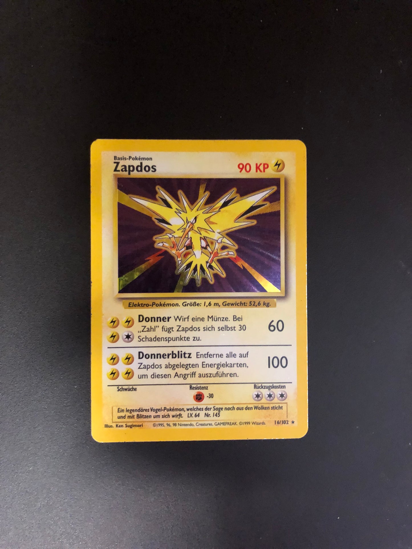Pokemon Karten Holo Zapdos 16/102 Deutsch