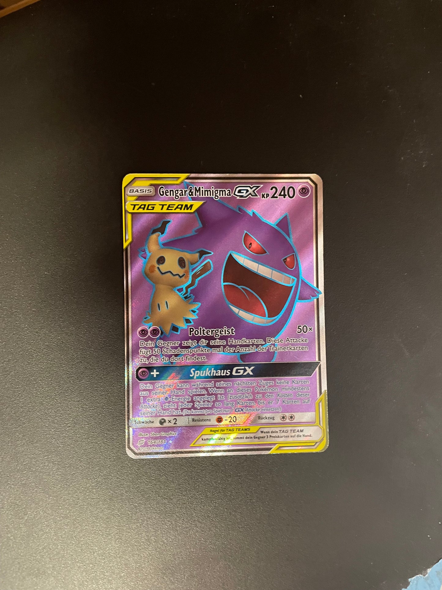 Pokemon Karte Tag Team GX Gengar & Mimigma 164/181 Deutsch