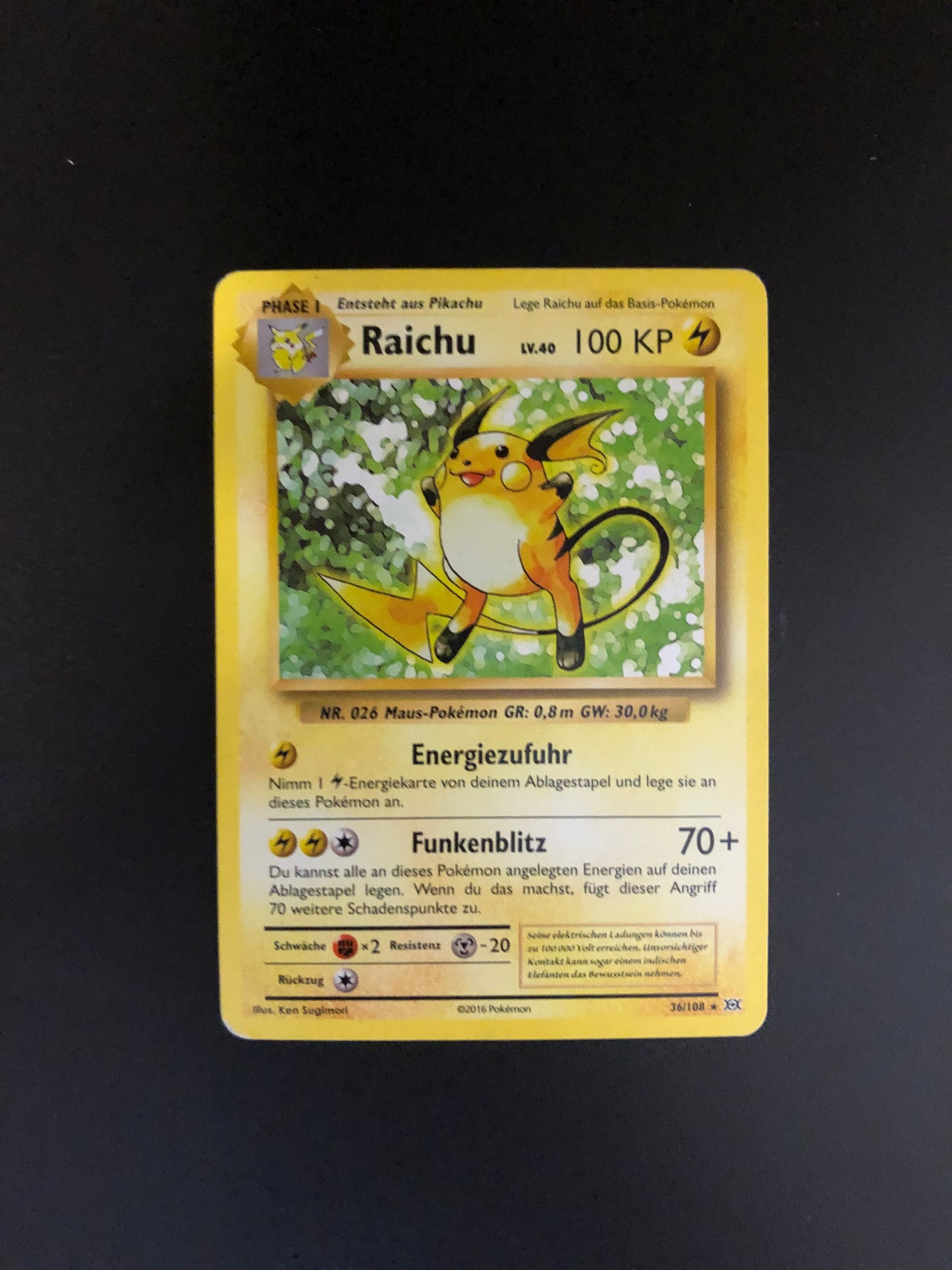Pokemon Karte Raichu 36/108 Deutsch
