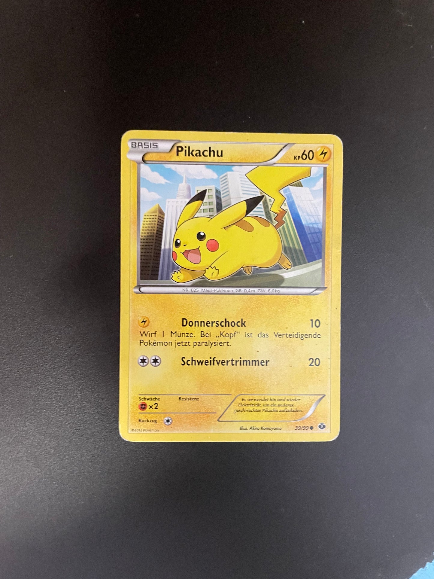 Pokémon Karte Pikachu 39/99 Deutsch