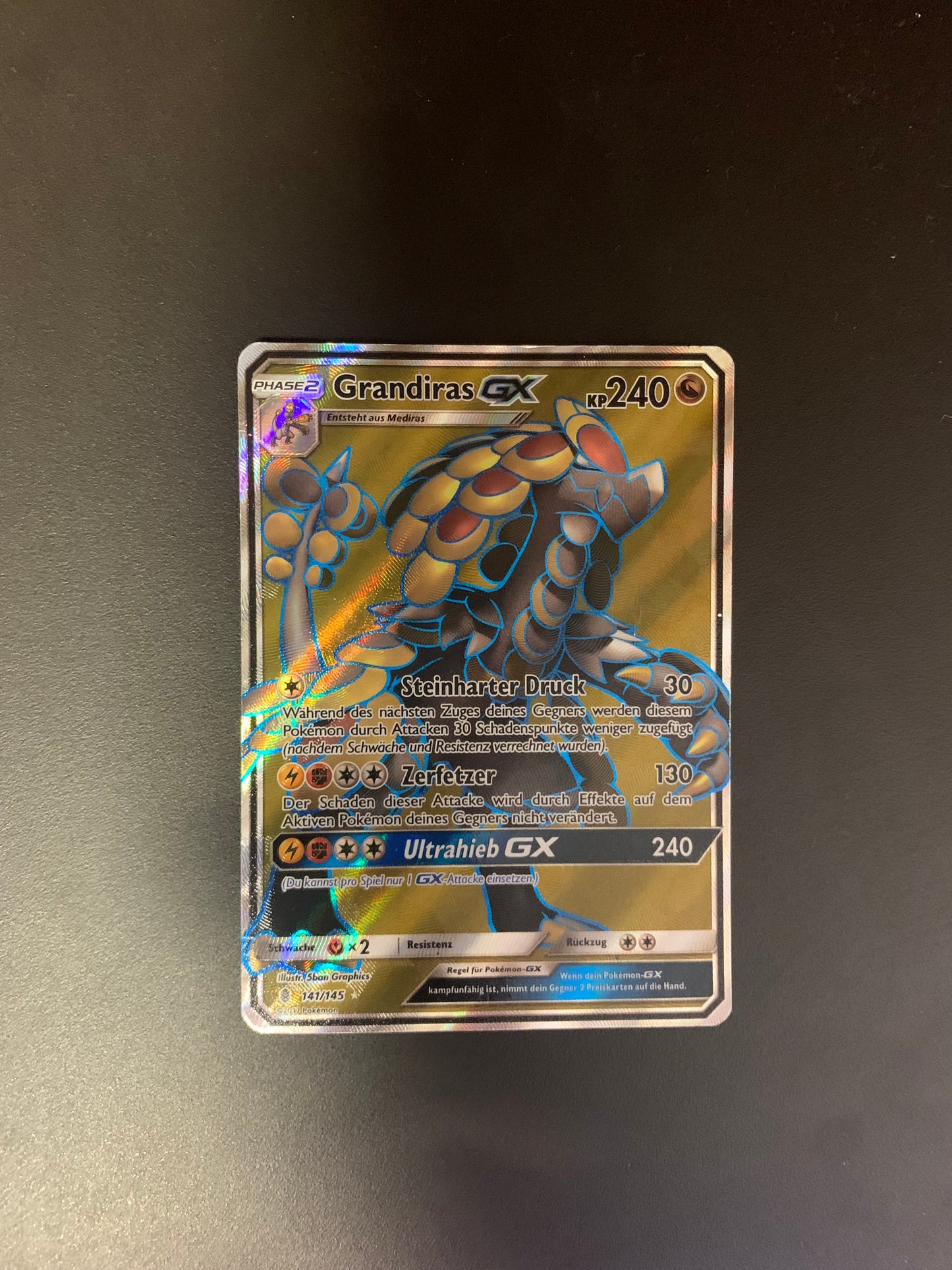 Pokemon Karte GX Grandiras 141/145 Deutsch