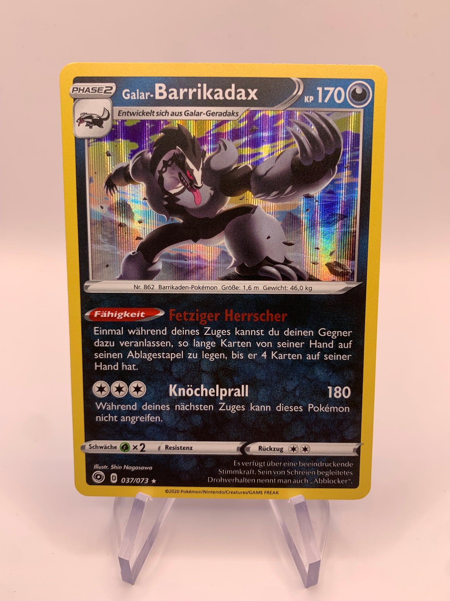 Pokemon Karte Holo Galar-Barrikadax 37/73 Deutsch