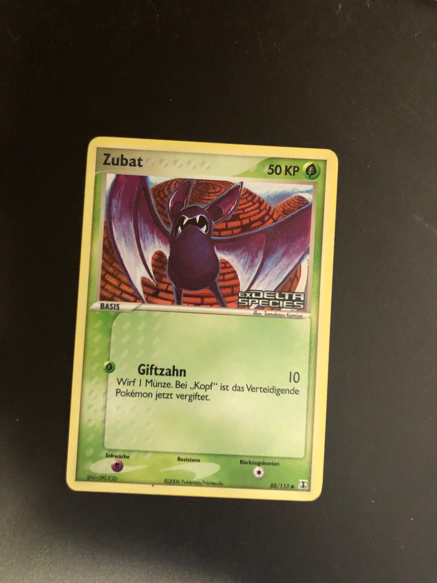 Pokemon Karte Revers Stamp Zubat 88/113 Deutsch