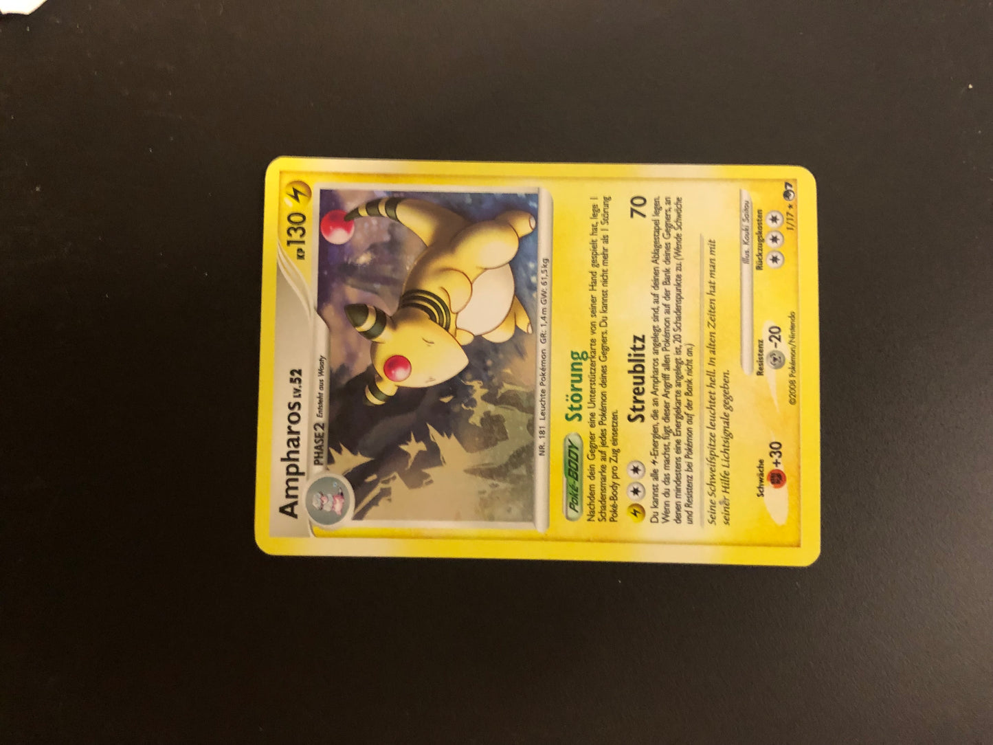 Pokemon Karte Holo Ampharos 1/17 Deutsch