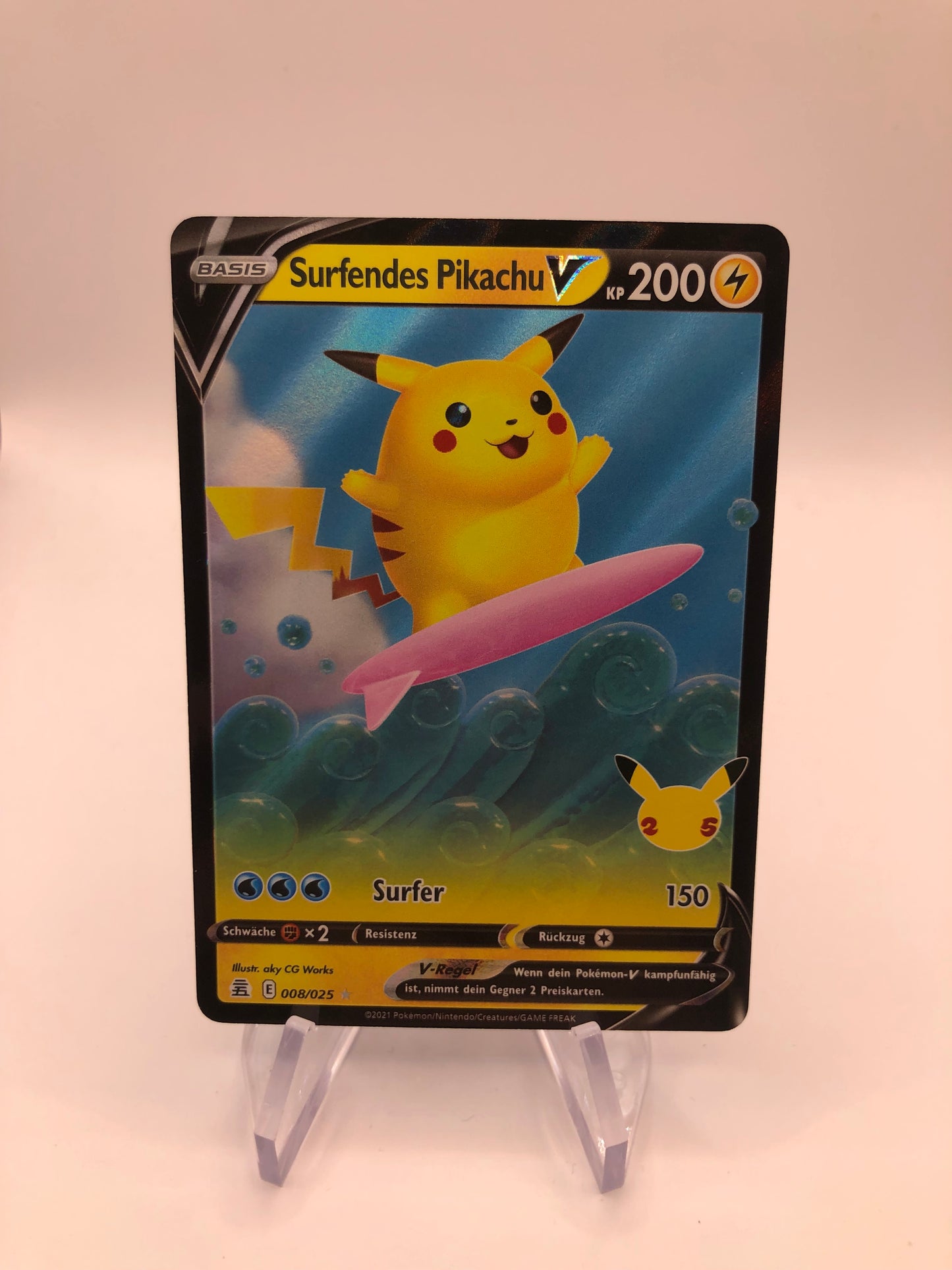 Pokemon Karte V Surfendes Pikachu 8/25 Deutsch