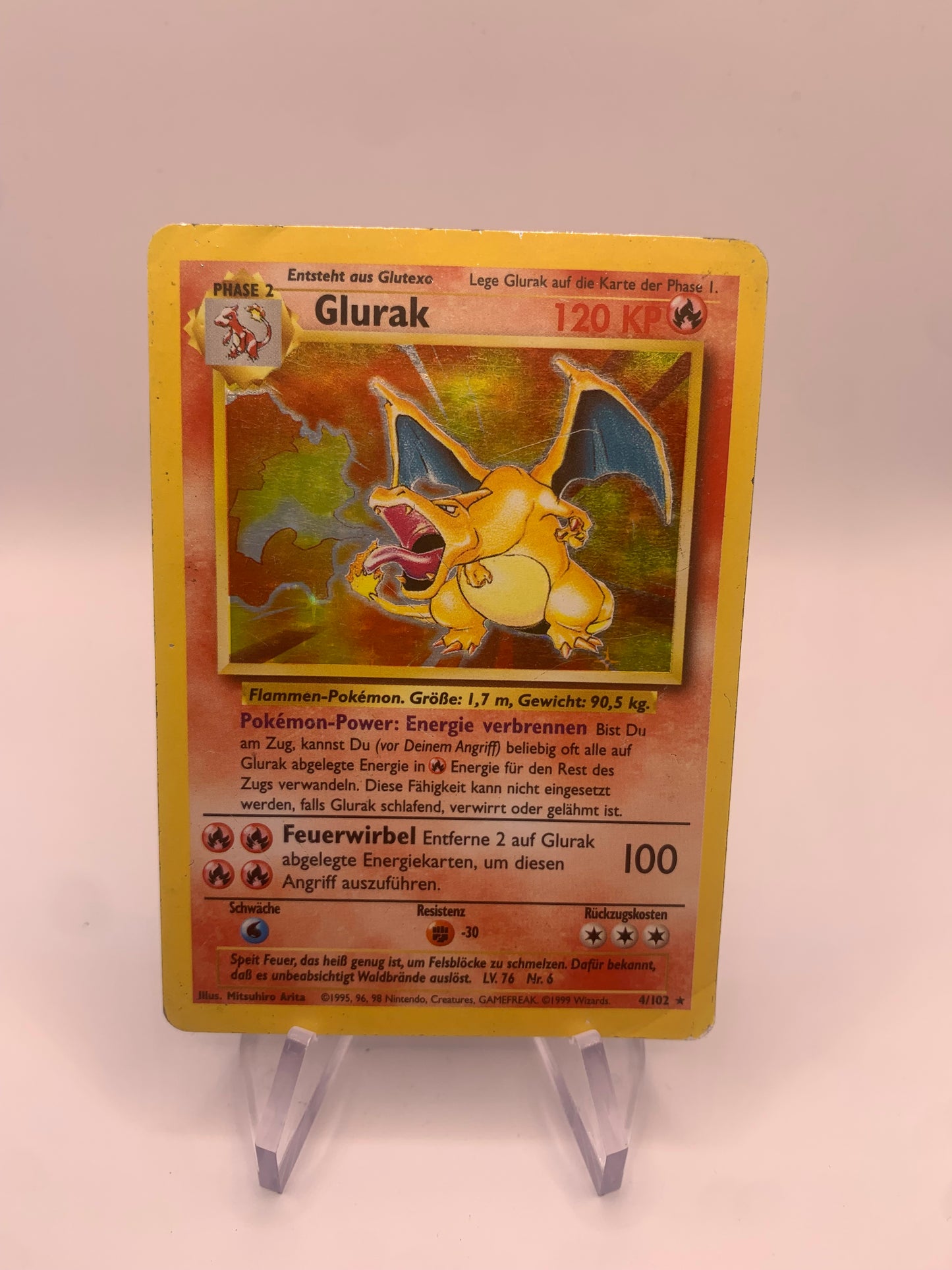 Pokemon Karte Holo Glurak 4/102 Deutsch