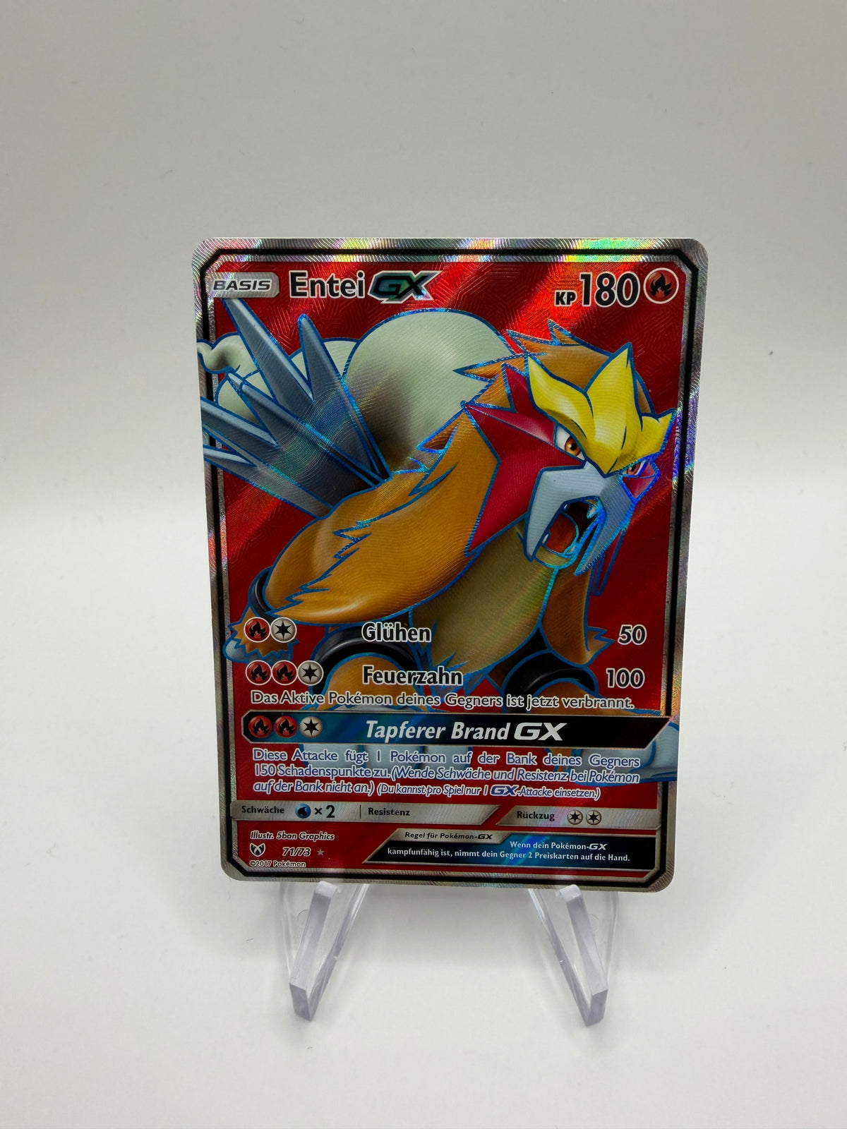 Pokemon Karte GX Fullart Entei 71/73 Deutsch