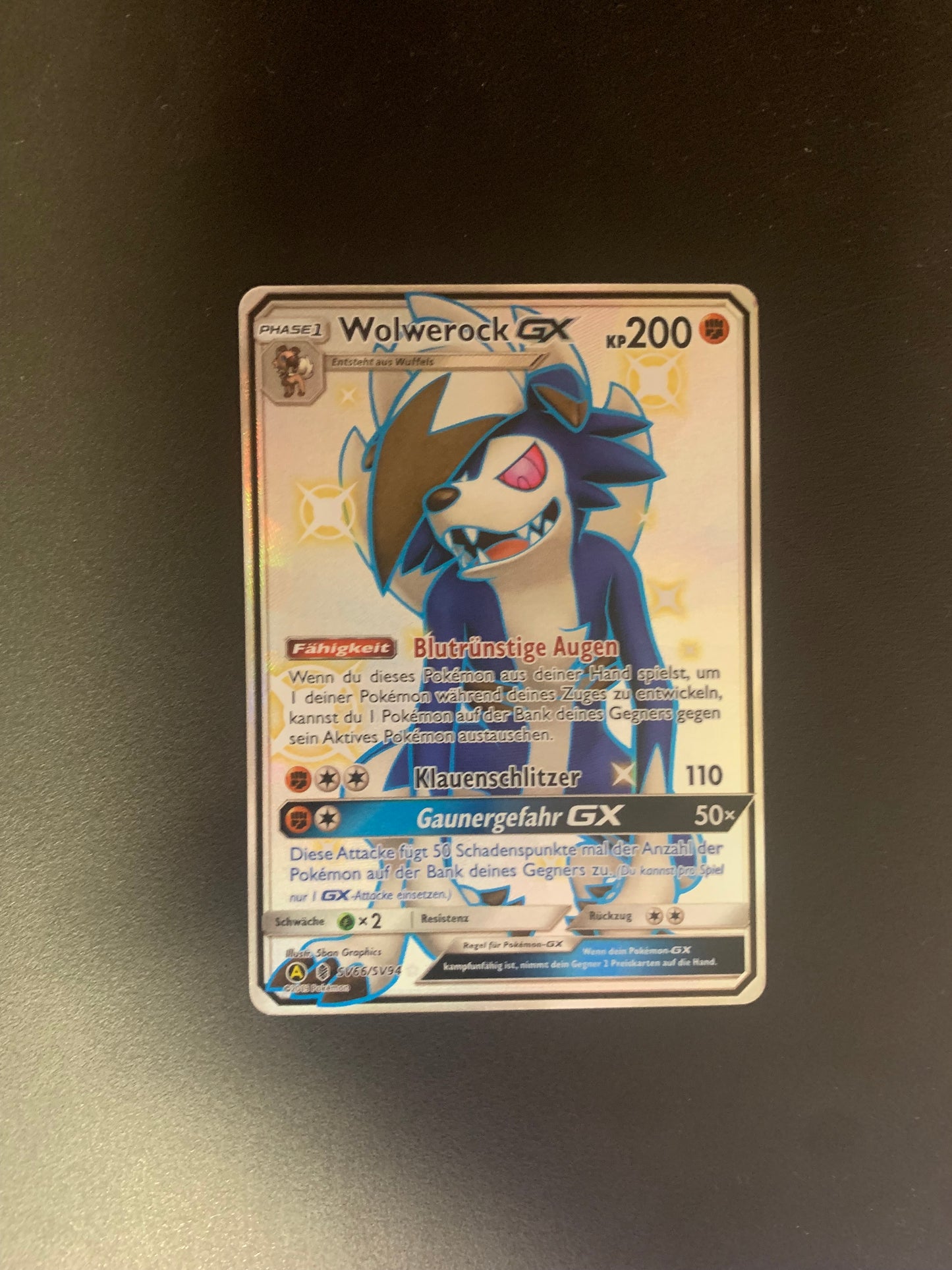 Pokemon Karte GX Fullart Wolwerock SV66/SV94 Deutsch