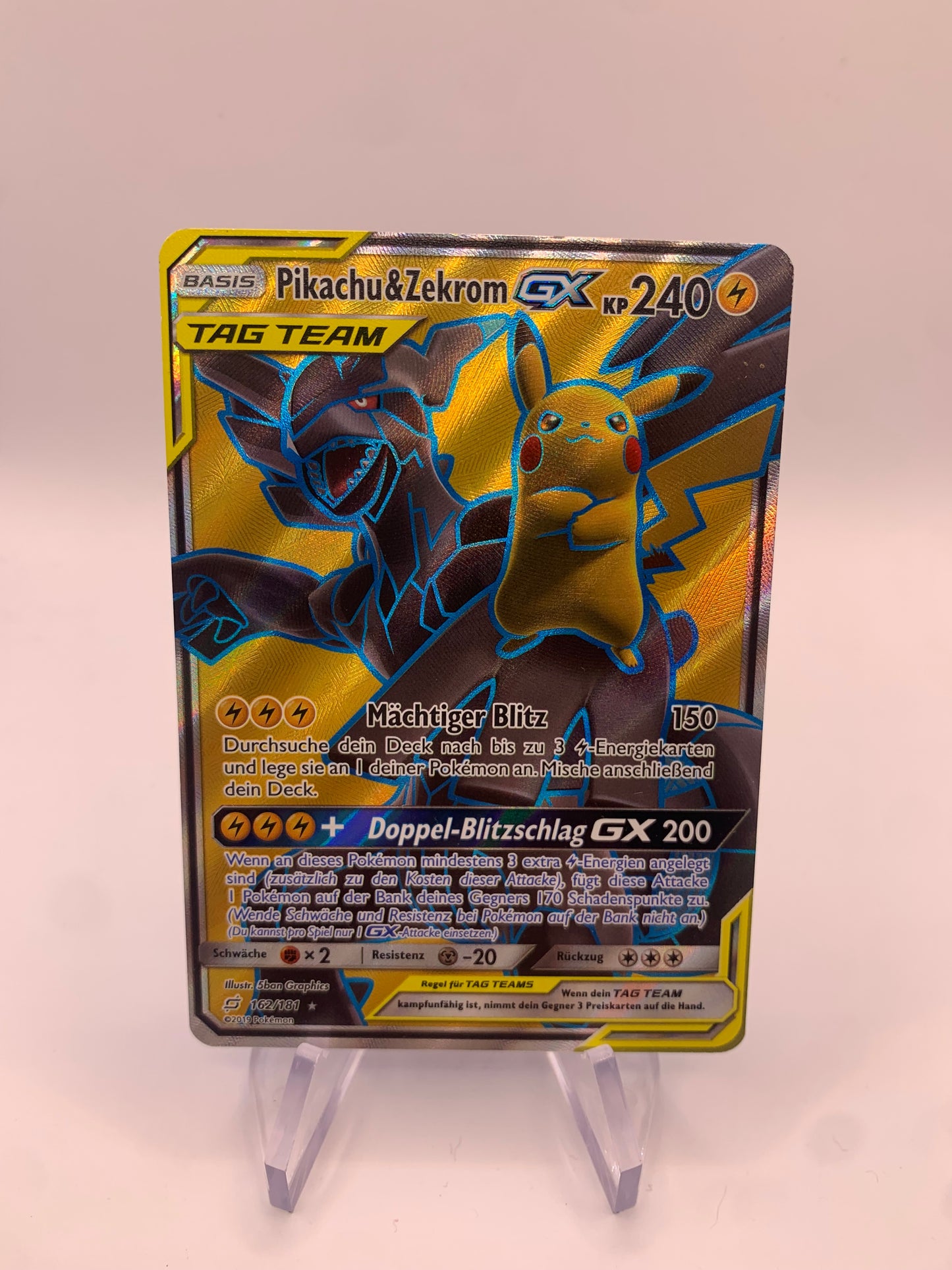 Pokemon Karte Tag Team Fullart Pikachu & Zekrom 162/181 Deutsch