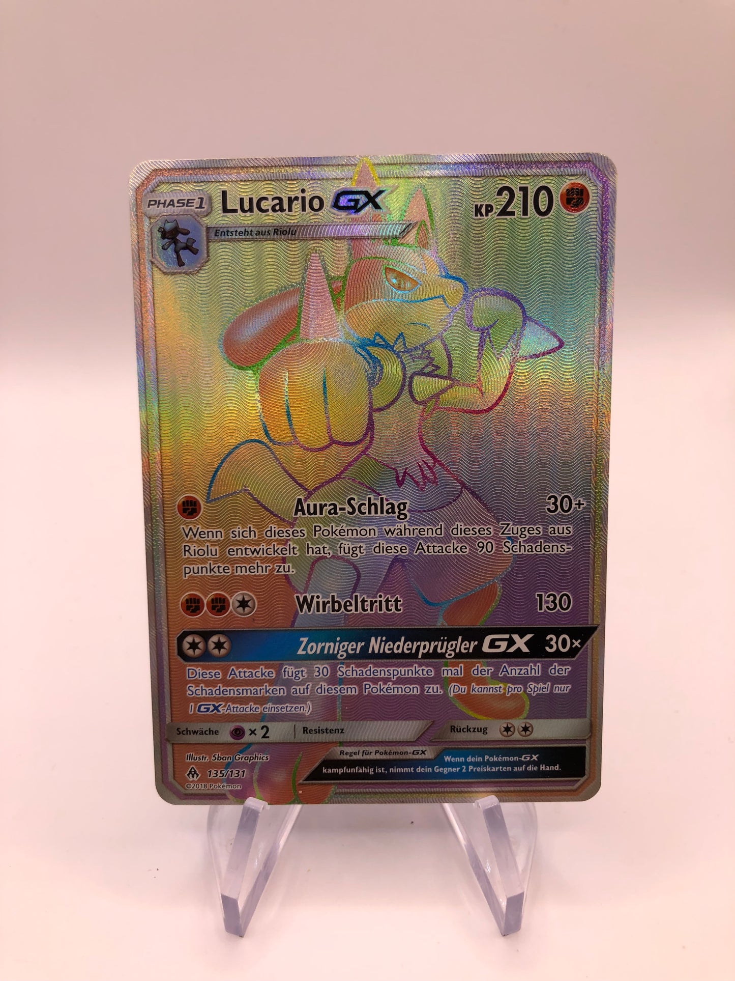 Pokemon Karte GX Rainbow Lucario 135/131 Deutsch