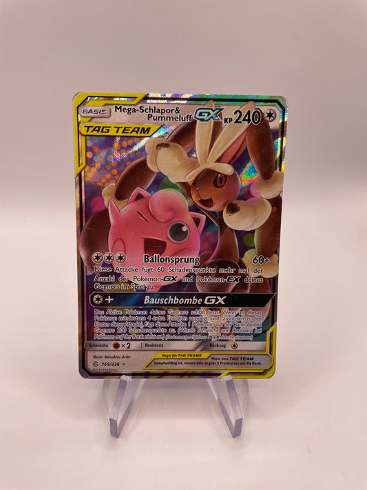 Pokemon Karte GX Tag Team Mega-Schlapor & Pummeluff 165/236 Deutsch
