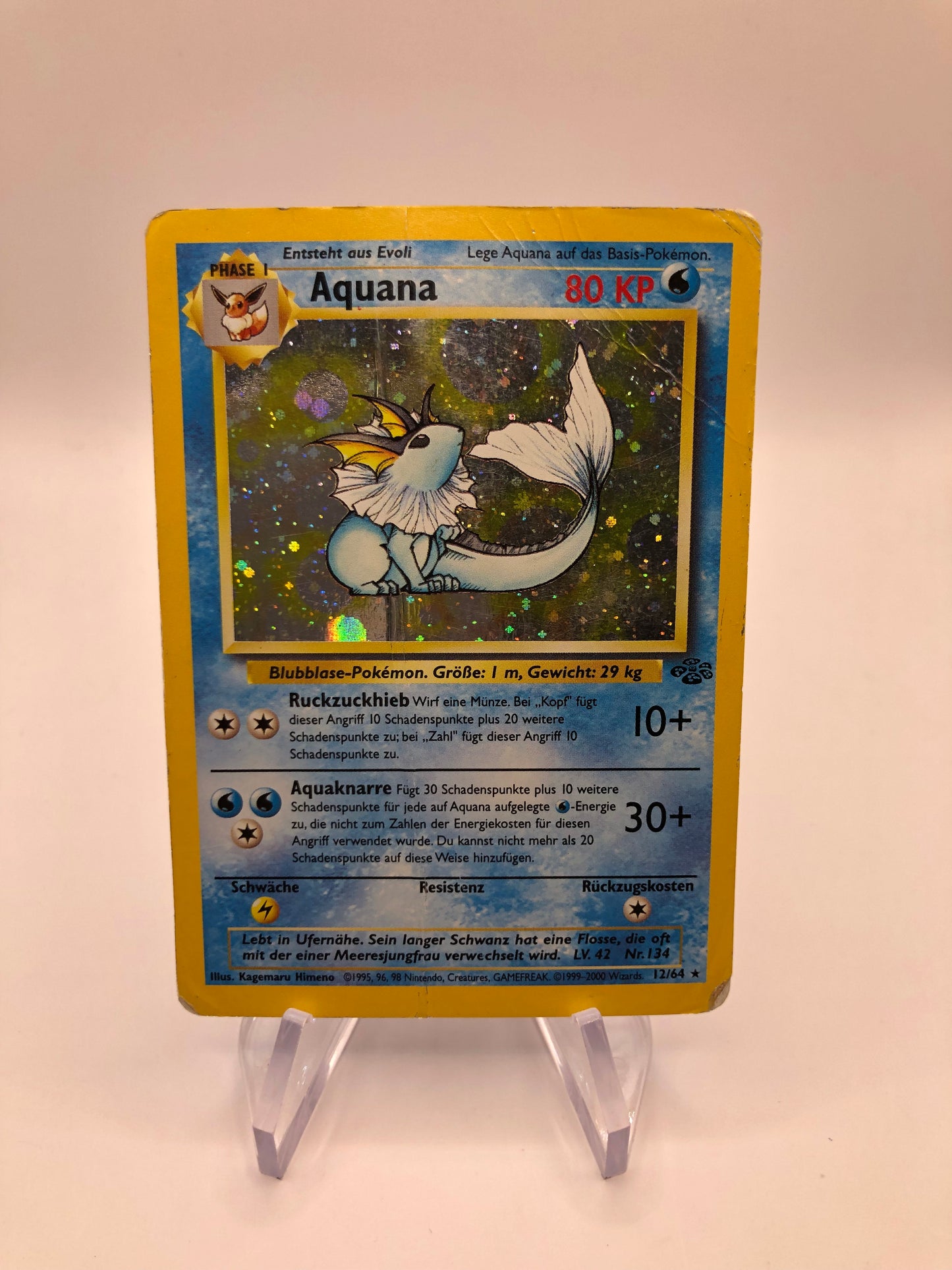 Pokemon Karte Holo Dschungel Aquana 12/64 Deutsch