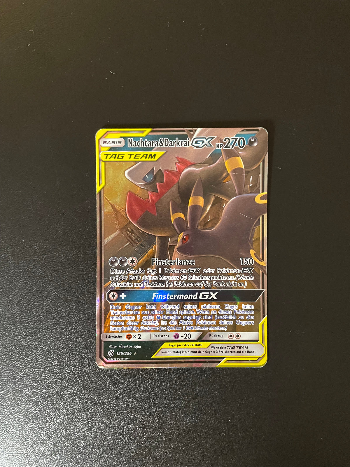 Pokemon Karte GX Tag Team Nachtara & Darkrai 125/236 Deutsch