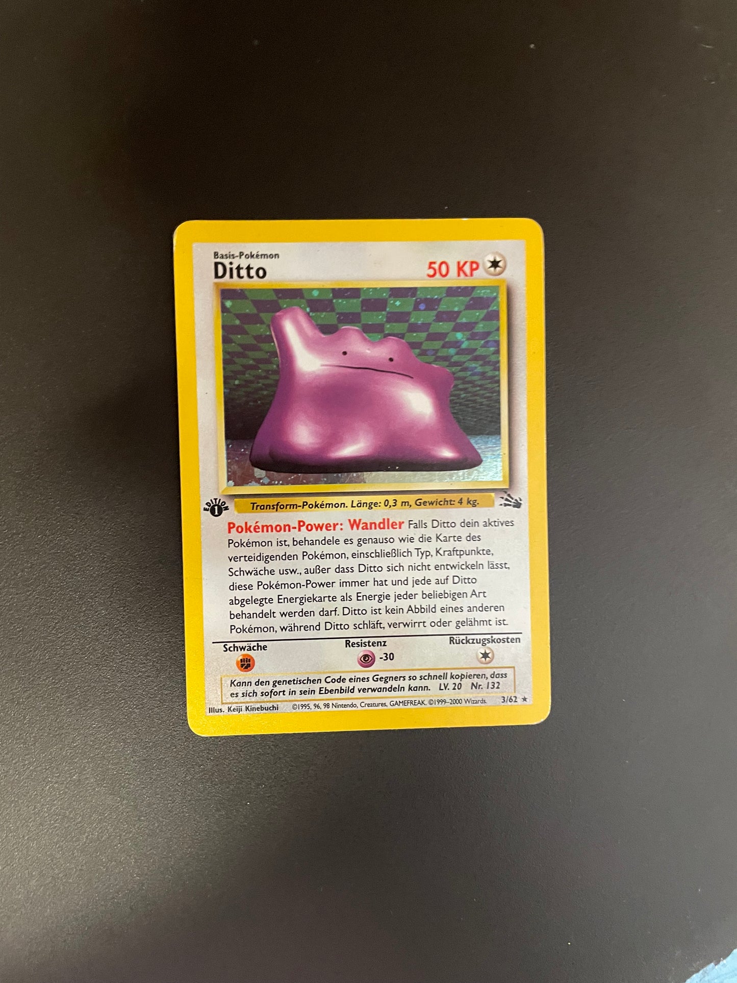 Pokemon Karte Holo 1.Edition Ditto 3/62 Deutsch