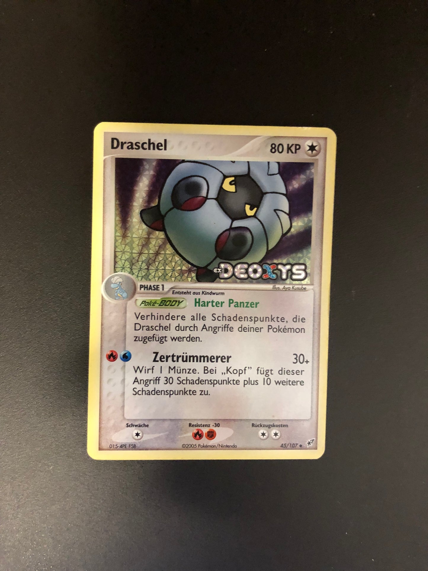 Pokemon Karte Revers Stamp Draschel 45/107 Deutsch