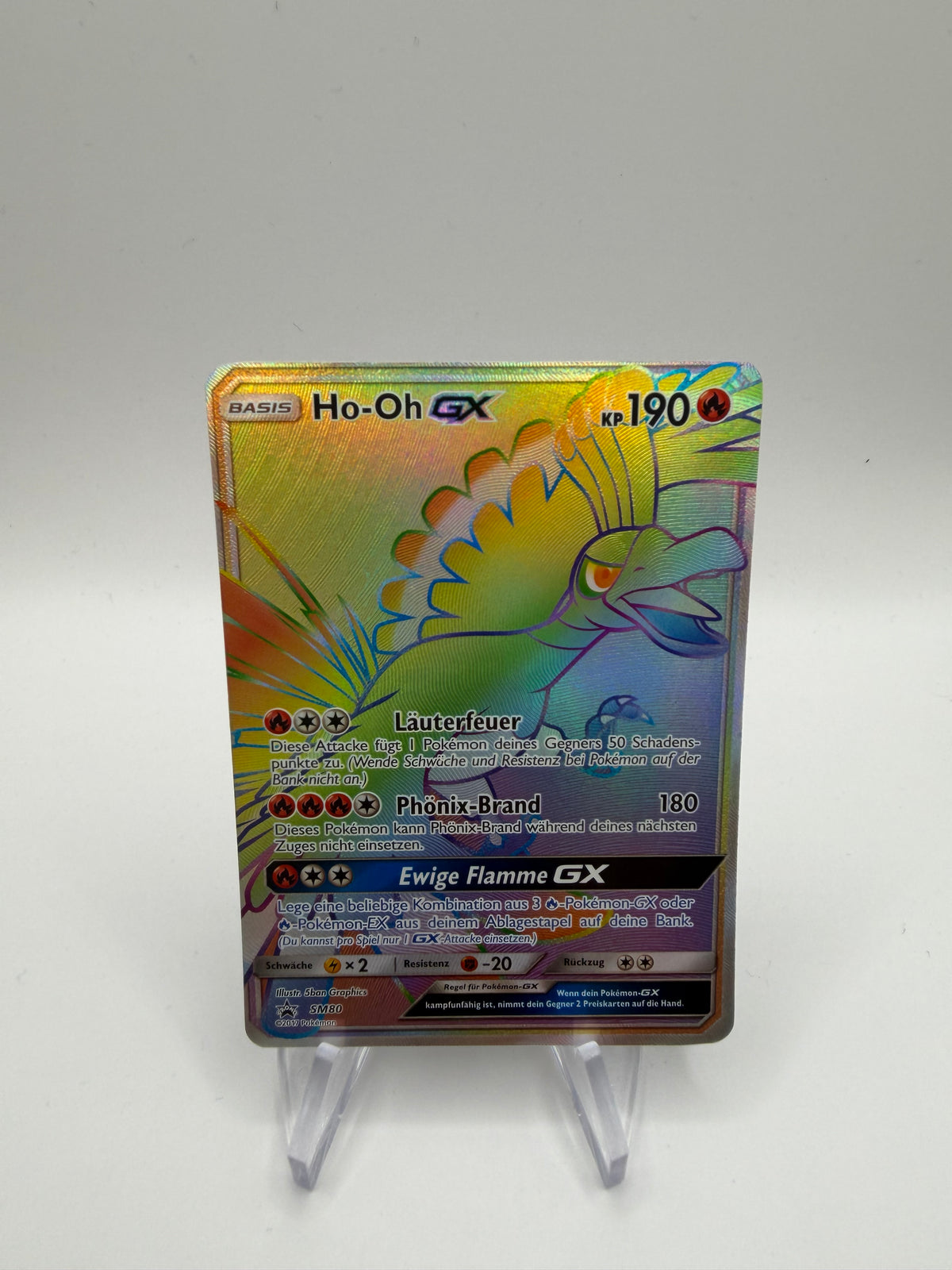 Pokemon Karte GX Rainbow Ho-Oh SM80 Deutsch