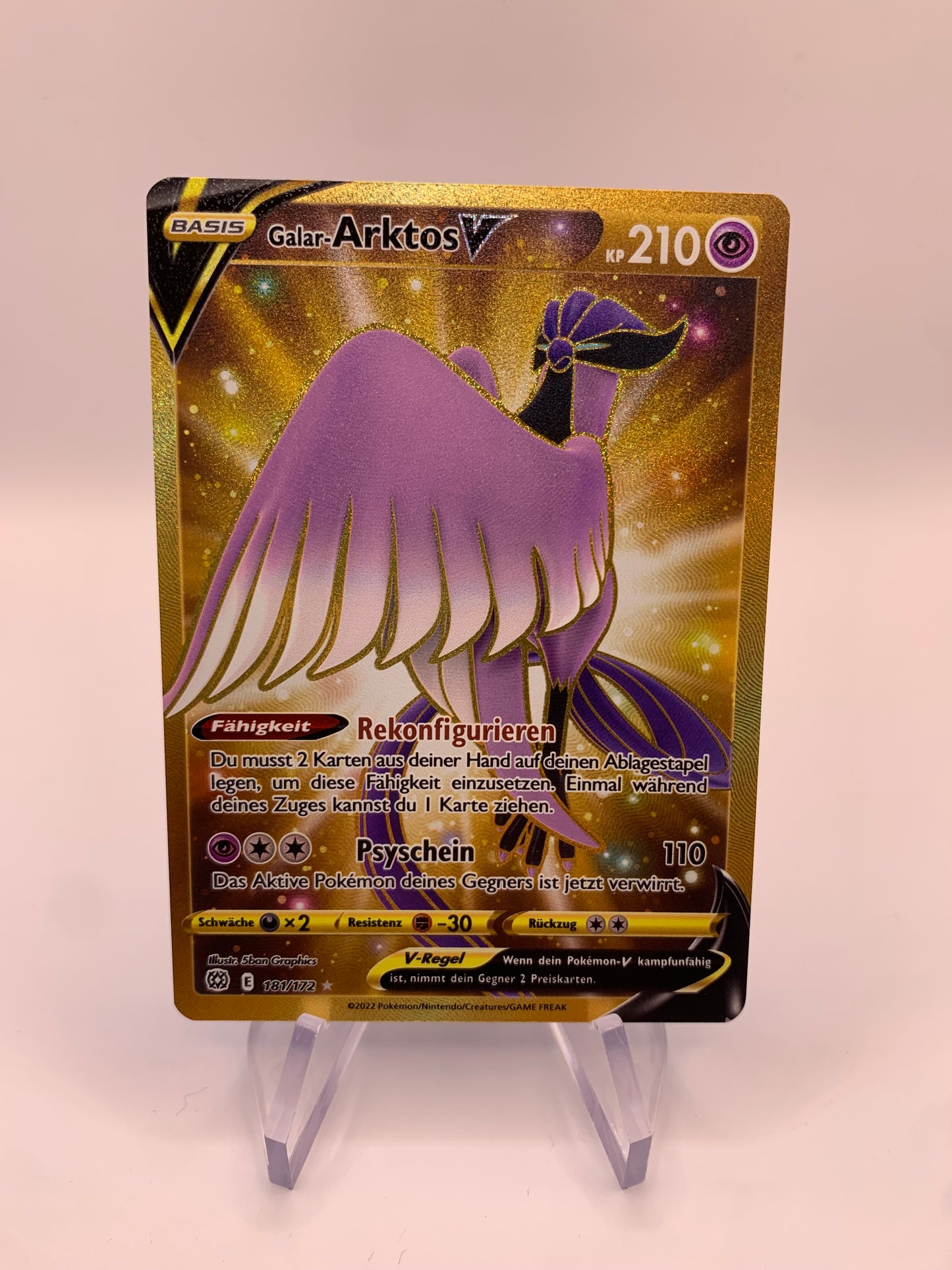 Pokemon Karte Gold Galar Arktos 181/172 Deutsch