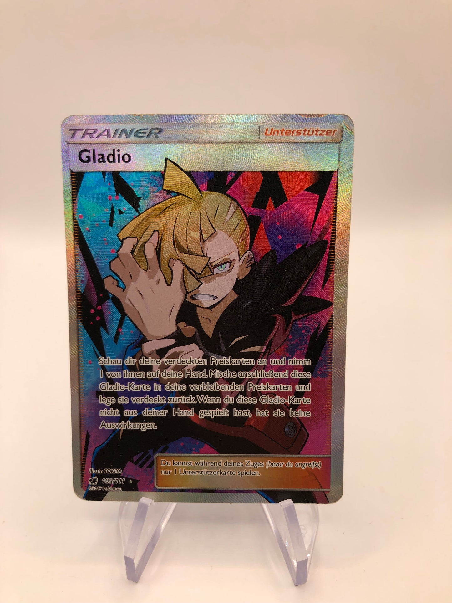 Pokemon Karte Trainer Gladio 109/111 Deutsch