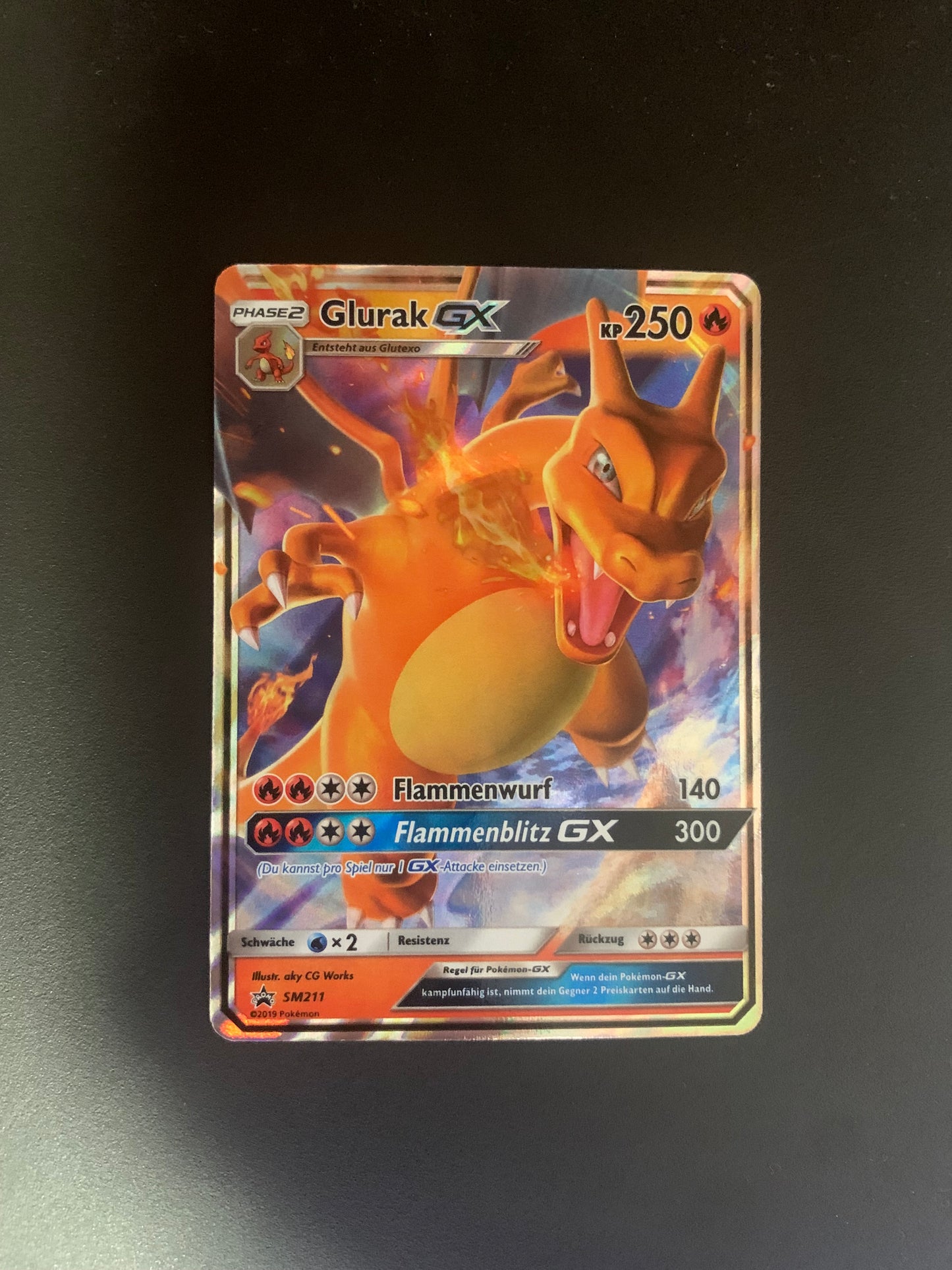 Pokemon Karte GX Promo Glurak SM211 Deutsch