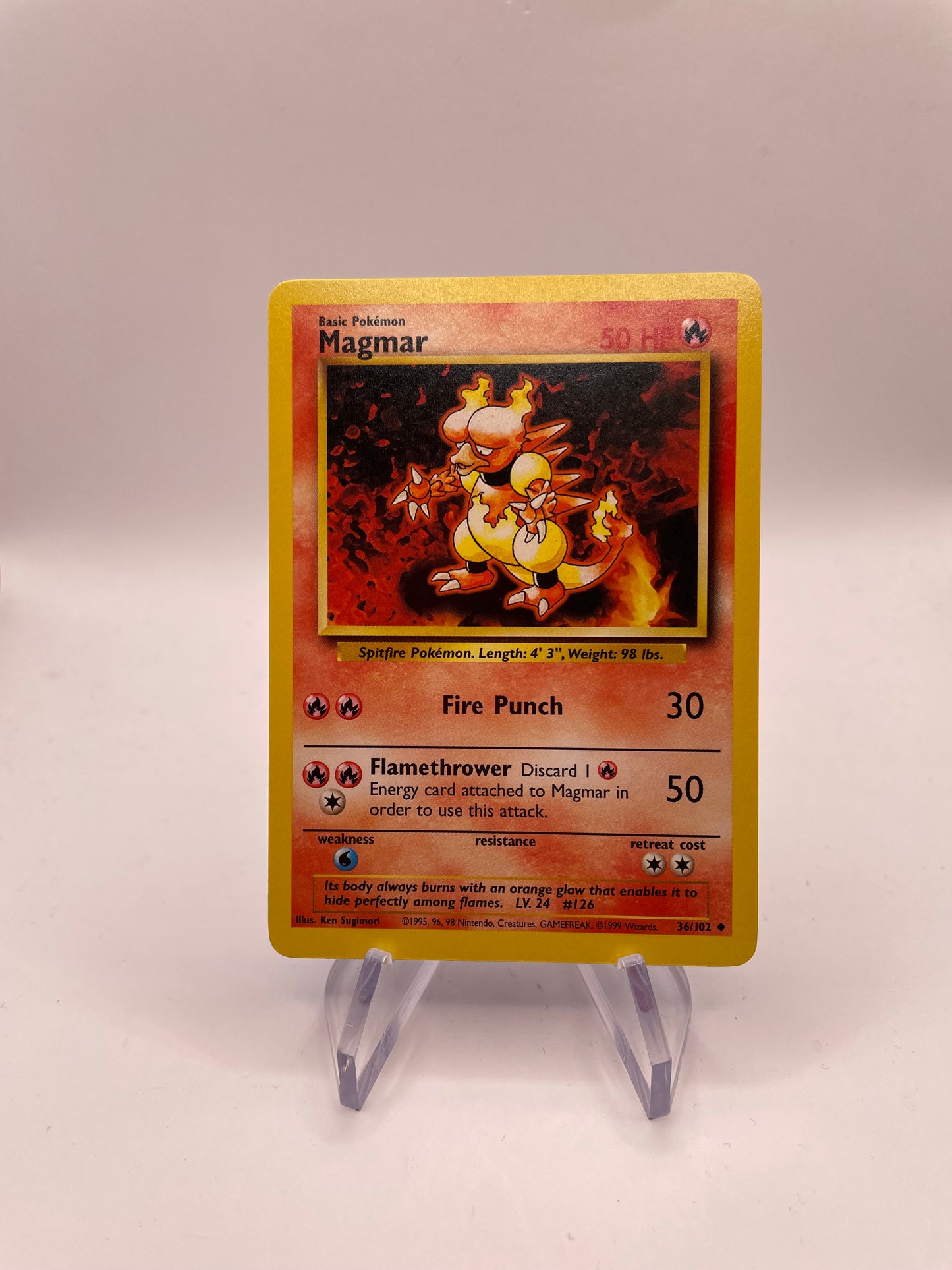 Pokemon Karte Base Set Magmar 36/102 Englisch