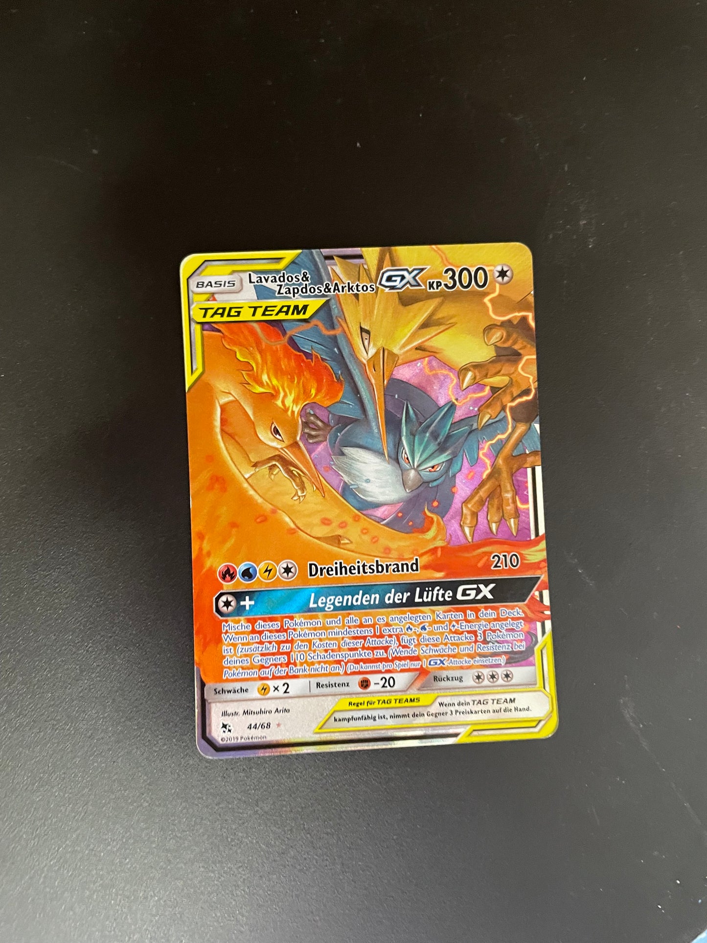 Pokemon Karte GX Tag Team Lavados&Zapdos&Arktos 44/68 Deutsch