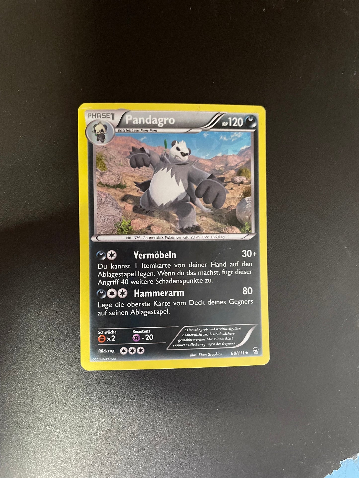 Pokemon Karte Holo Pandagro 68/111 Deutsch
