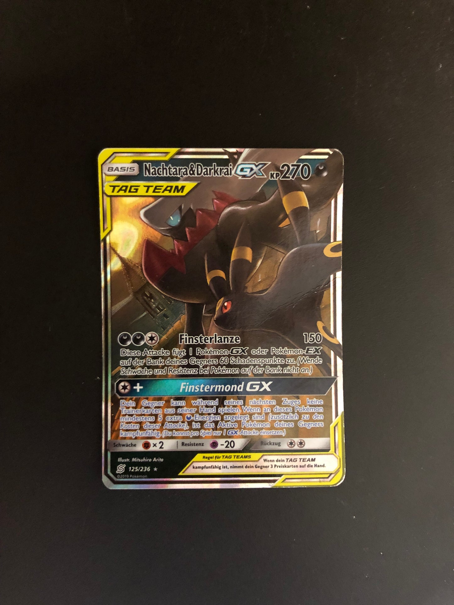 Pokemon Karte GX Tag Team Nachtara & Darkrai 125/236 Deutsch