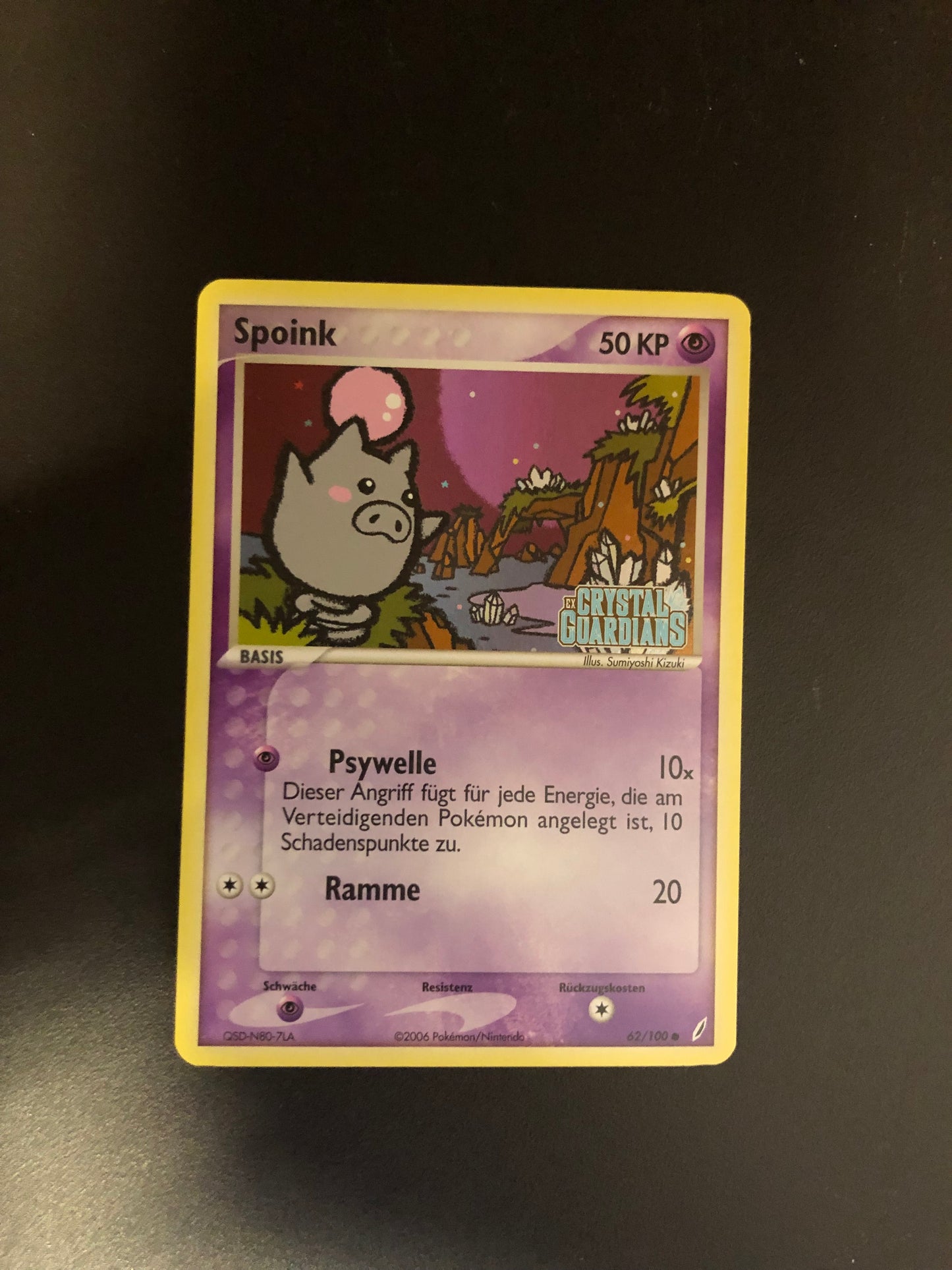 Pokemon Karte Revers Stamp Spoink 62/100  Deutsch