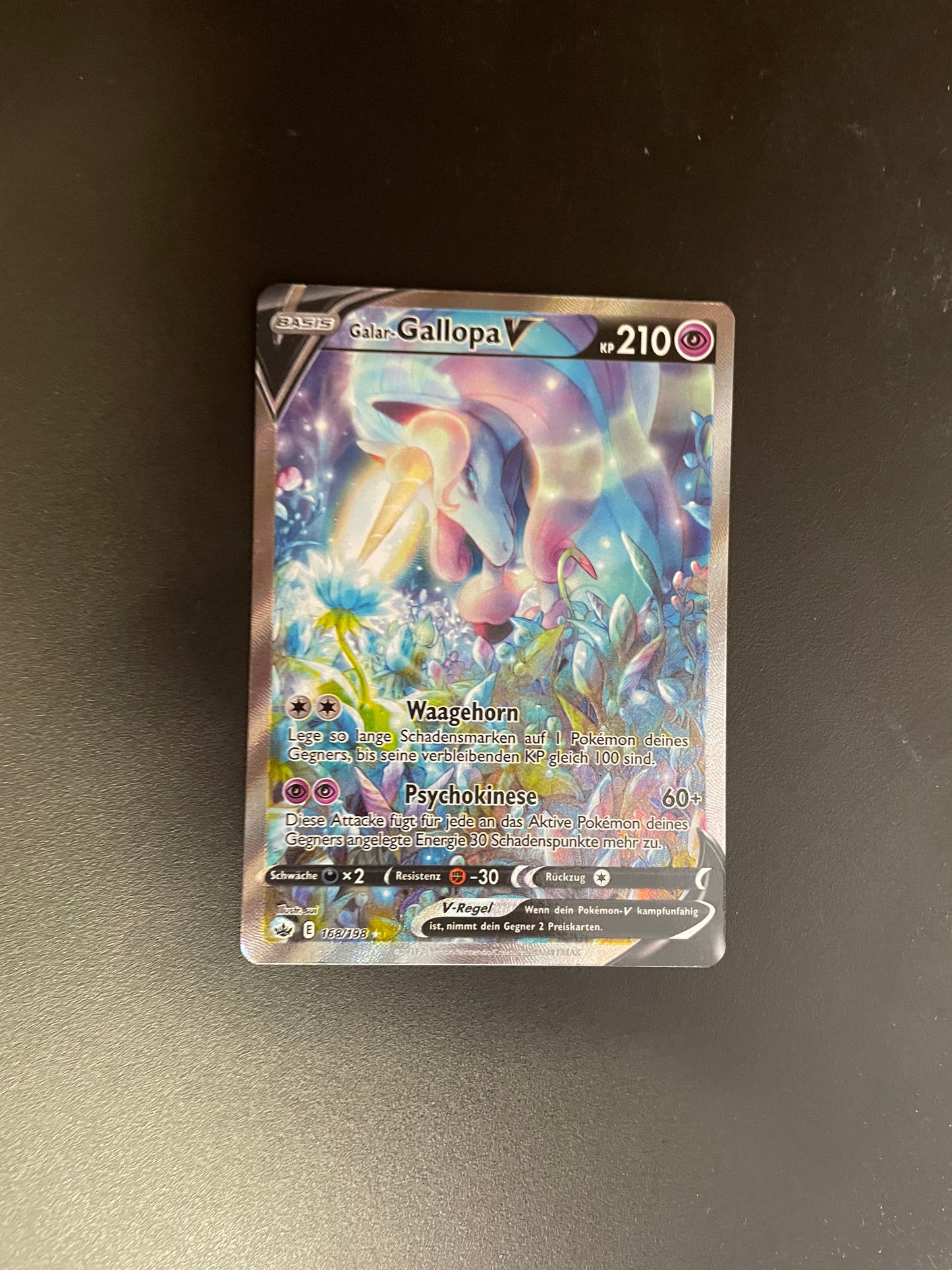 Pokemon Karte V Fullart Galar-Gallopa 168/198 Deutsch