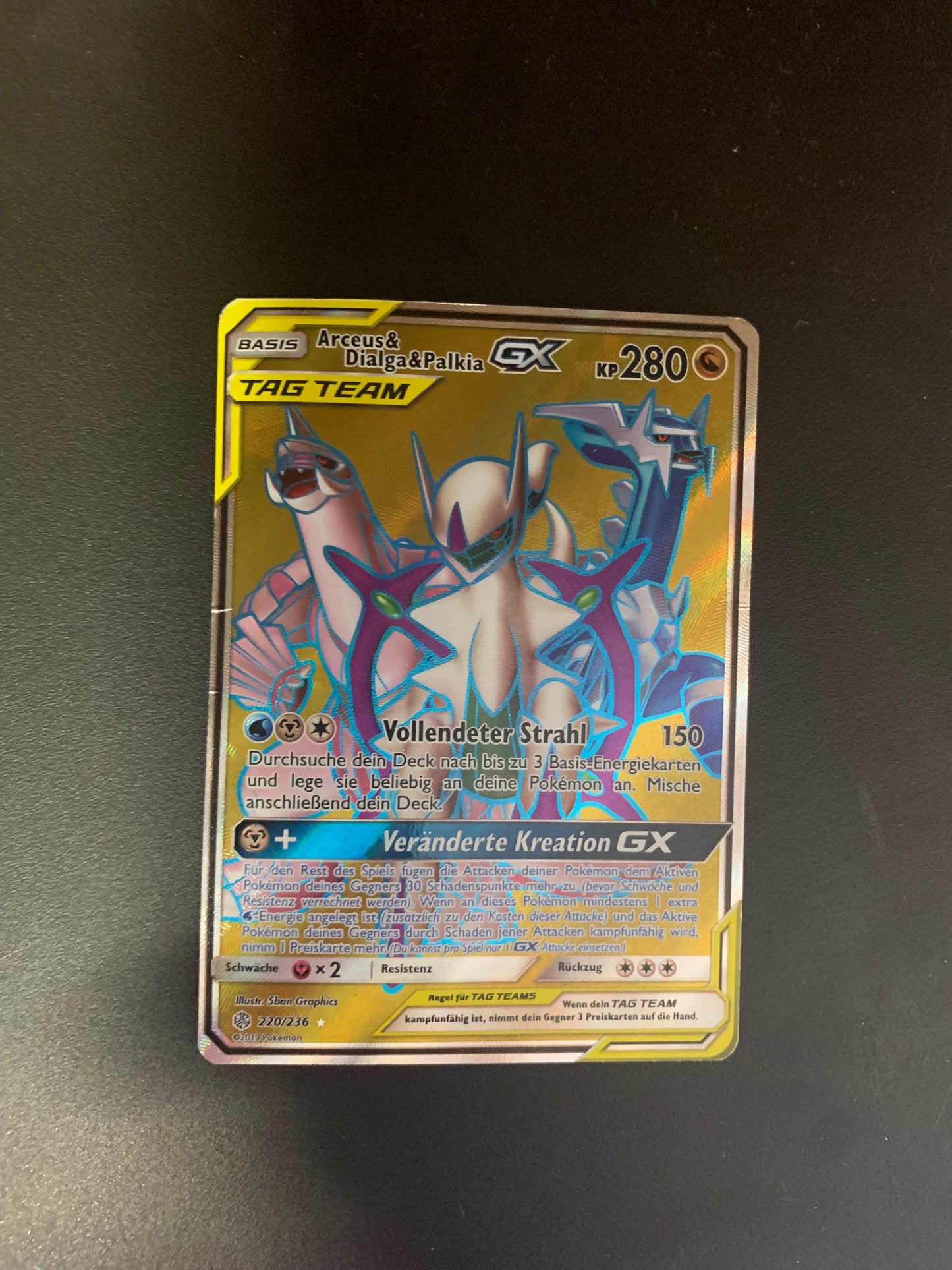 Pokemon Karte GX Tag Team Arceus&Dialga&Palkia 220/236 Deutsch