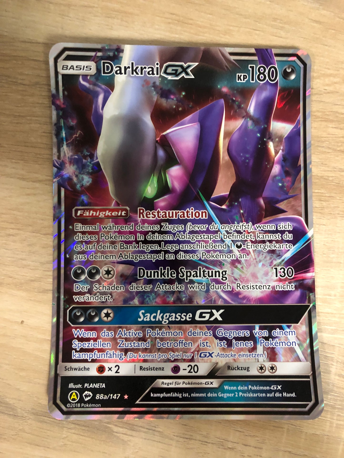 Pokemon Karte XXL GX Darkrai 88a/147 Deutsch