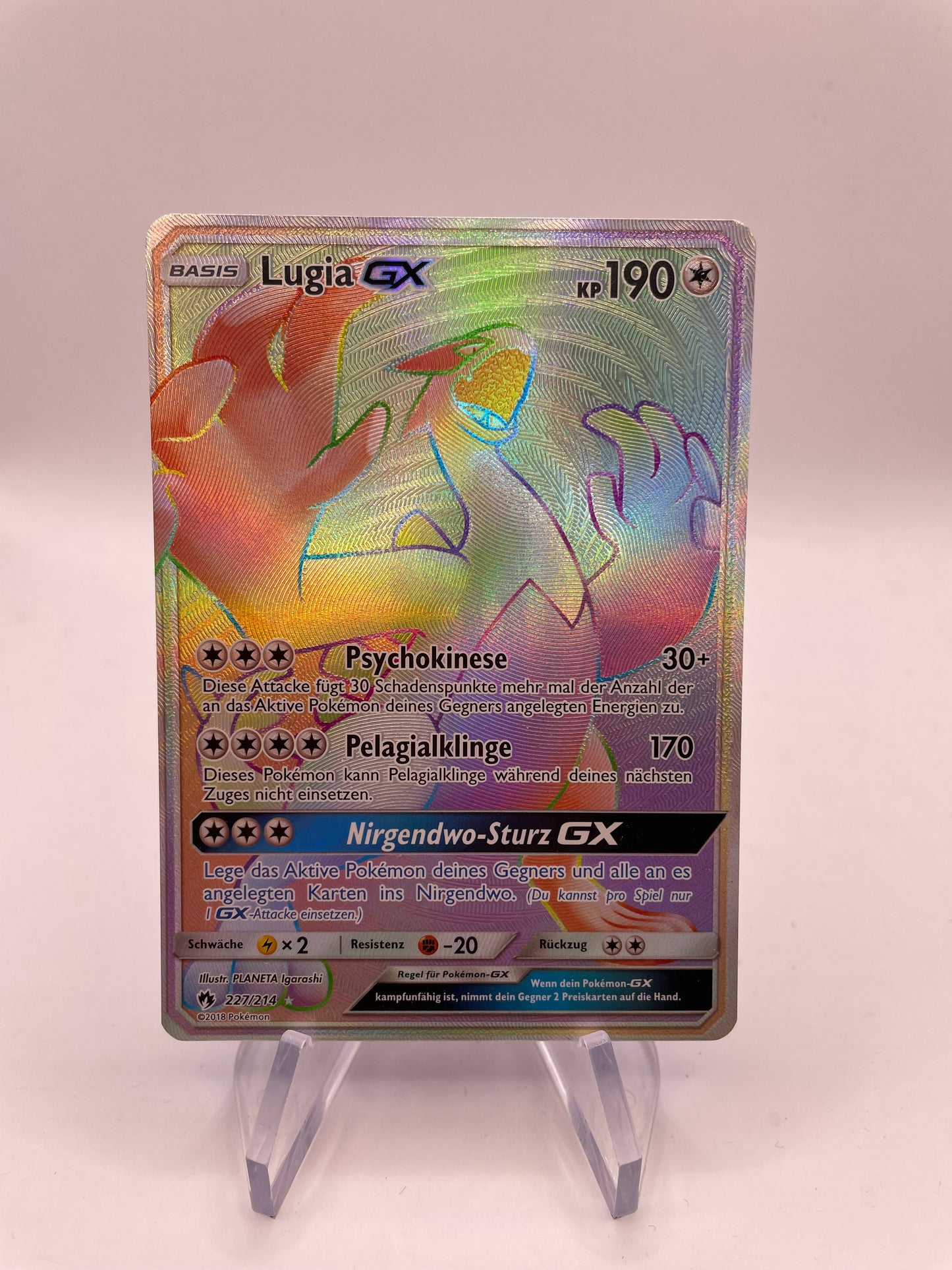 Pokemon Karte Rainbow GX Lugia 227/214 Deutsch