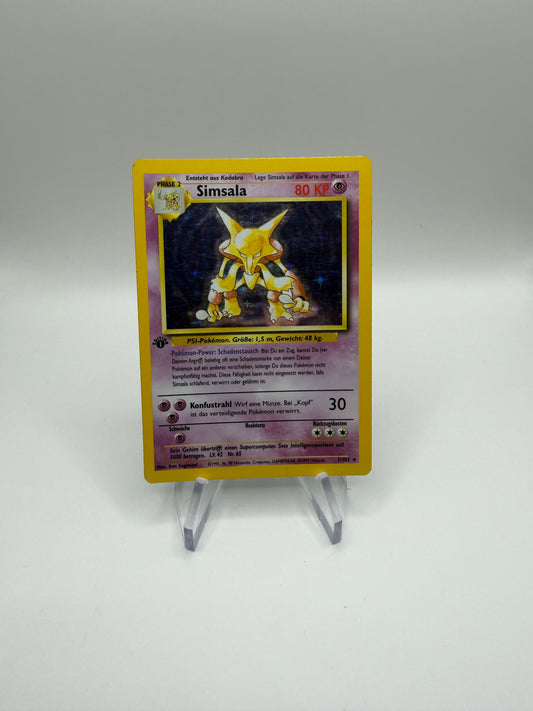 Pokemon Karte 1. Edition Holo Simsala 1/102 Deutsch
