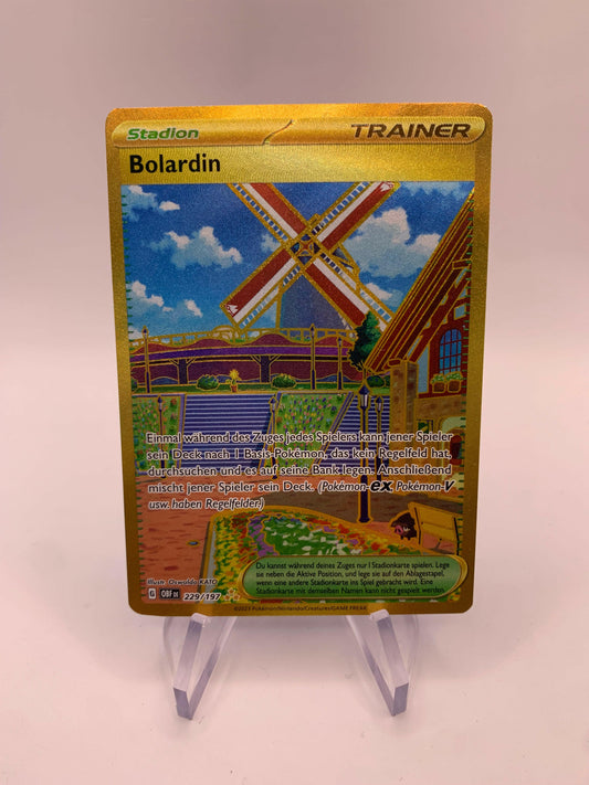 Pokemon Card Bolardin Gold Card Trainer 229/197 German