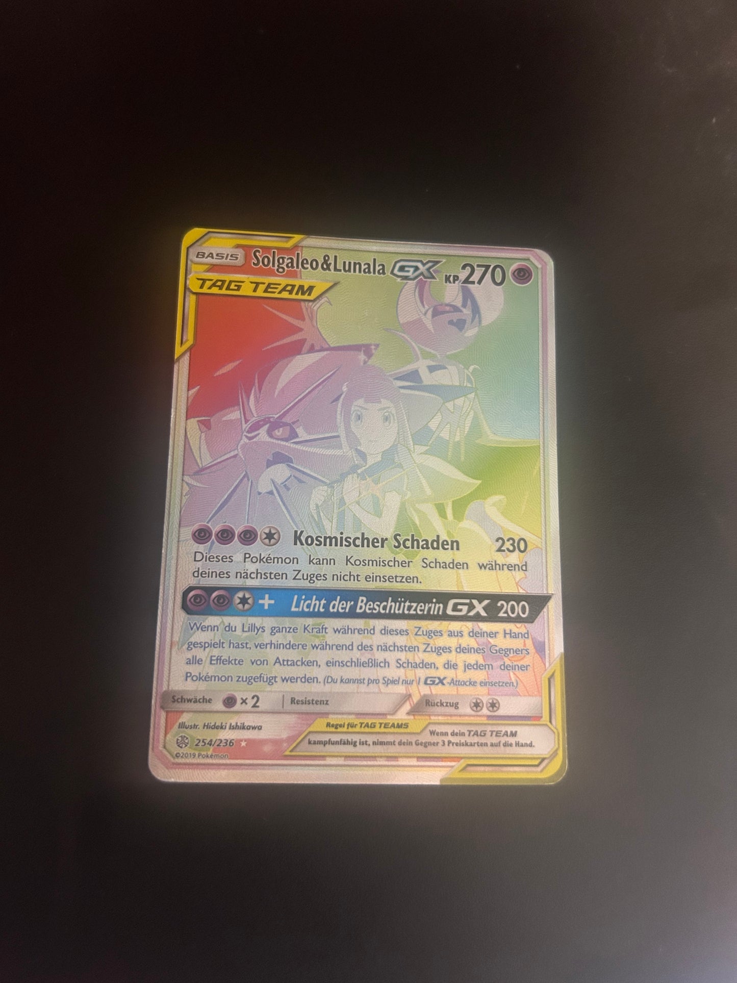 Pokemon Karte Tag Team Rainbow Solgaleo & Lunala 254/236 Deutsch