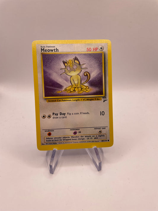 Pokemon Karte Base Set 2 Meowth 80/130 Englisch
