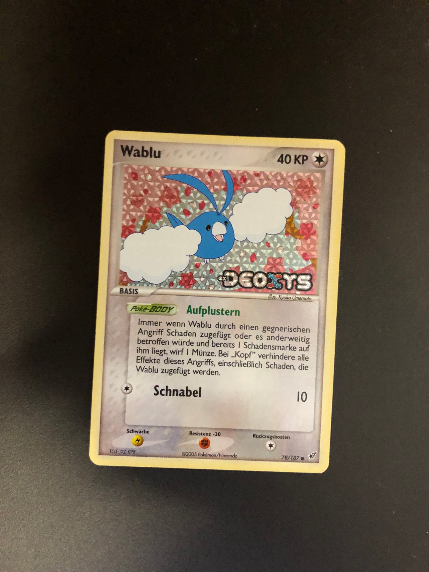 Pokemon Karte Revers Stamp Wablu 79/107 Deutsch