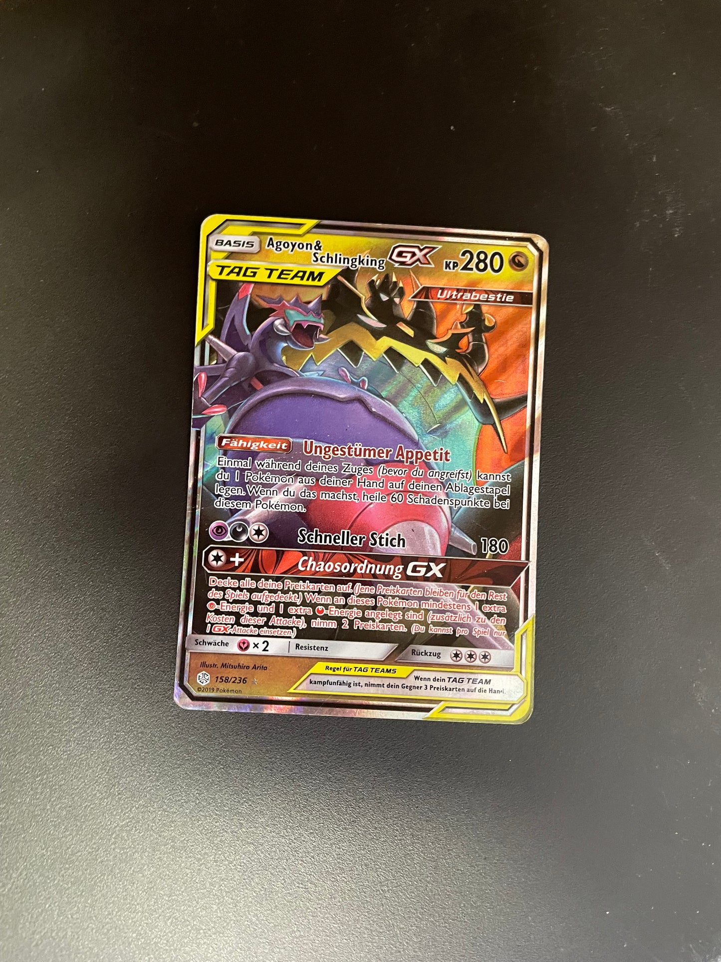 Pokemon Karte Agoyon & Schlingking GX Tagteam 158/236 Deutsch